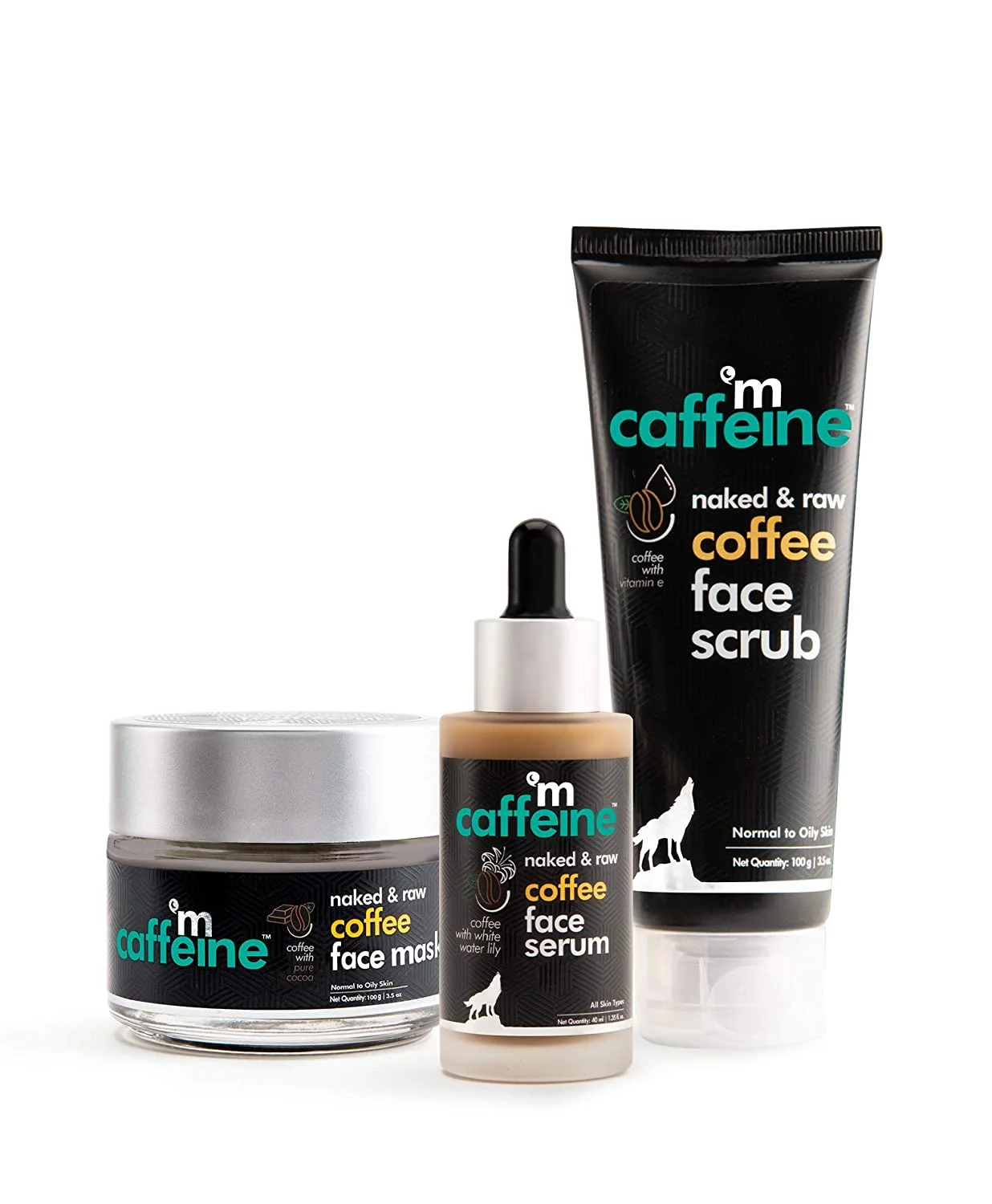 MCaffeine Coffee De-Tan Face Polishing Kit ( Tan Removal, Sun Protection | Face Scrub, Face Mask, Face Serum | All Skin | Paraben and Mineral Oil-Free )