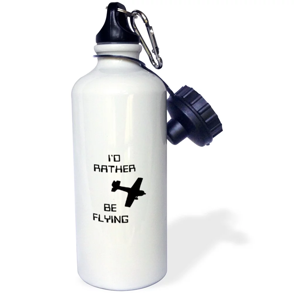 3dRose Image of I d Rather Be Flying With Plane Silhouette - Straw Water Bottle, 21-ounce