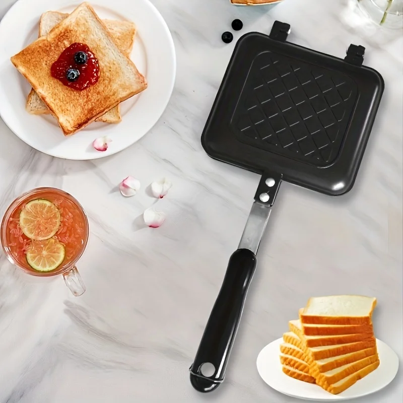 1pc, Double-sided Non-stick Sandwich Maker - Ideal for Panini, Steak, Waffles - Kitchen Gadget for Home