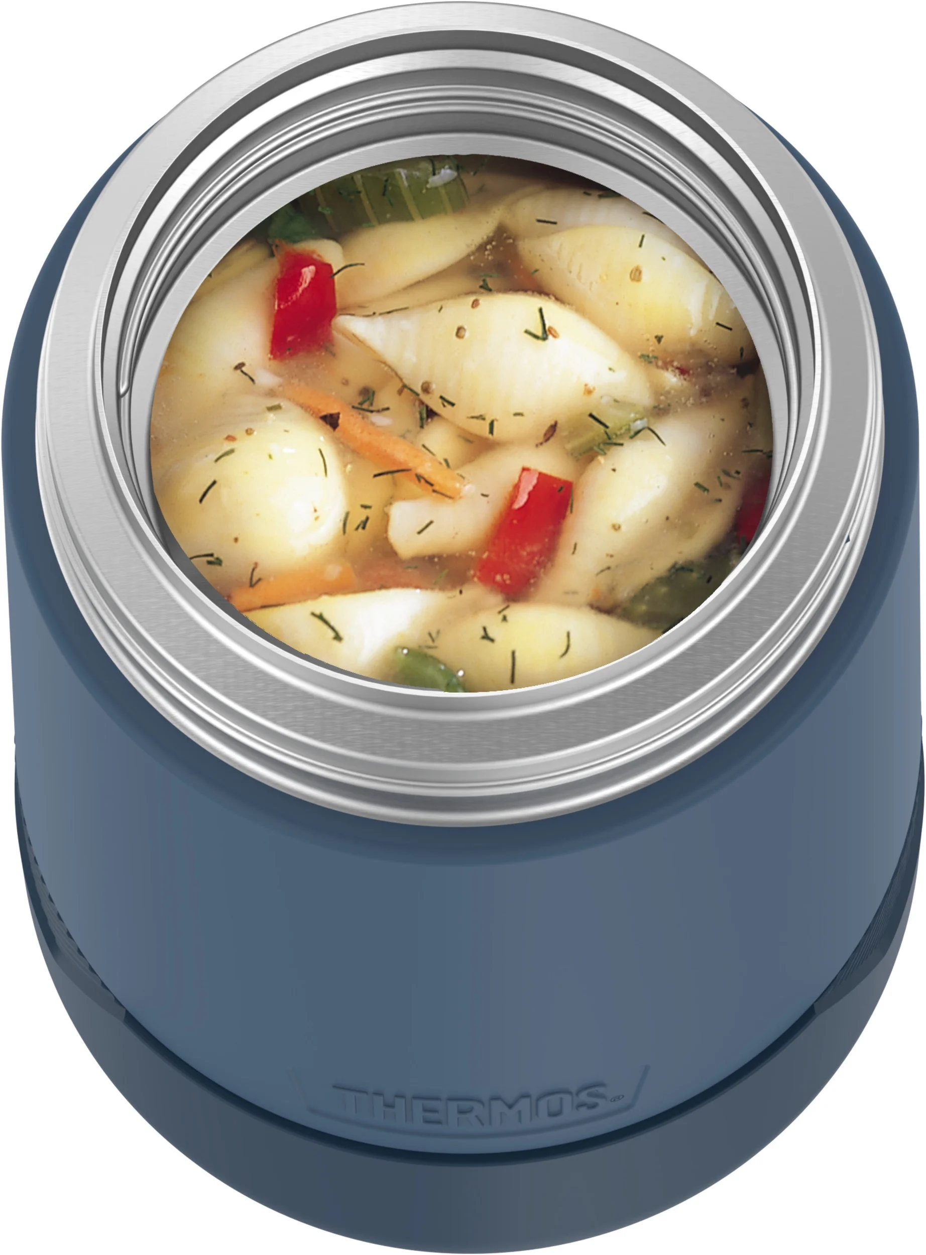 Thermos Alta Stainless Steel Vacuum Insulated Food Jar with Spoon, 18oz, Dark Blue