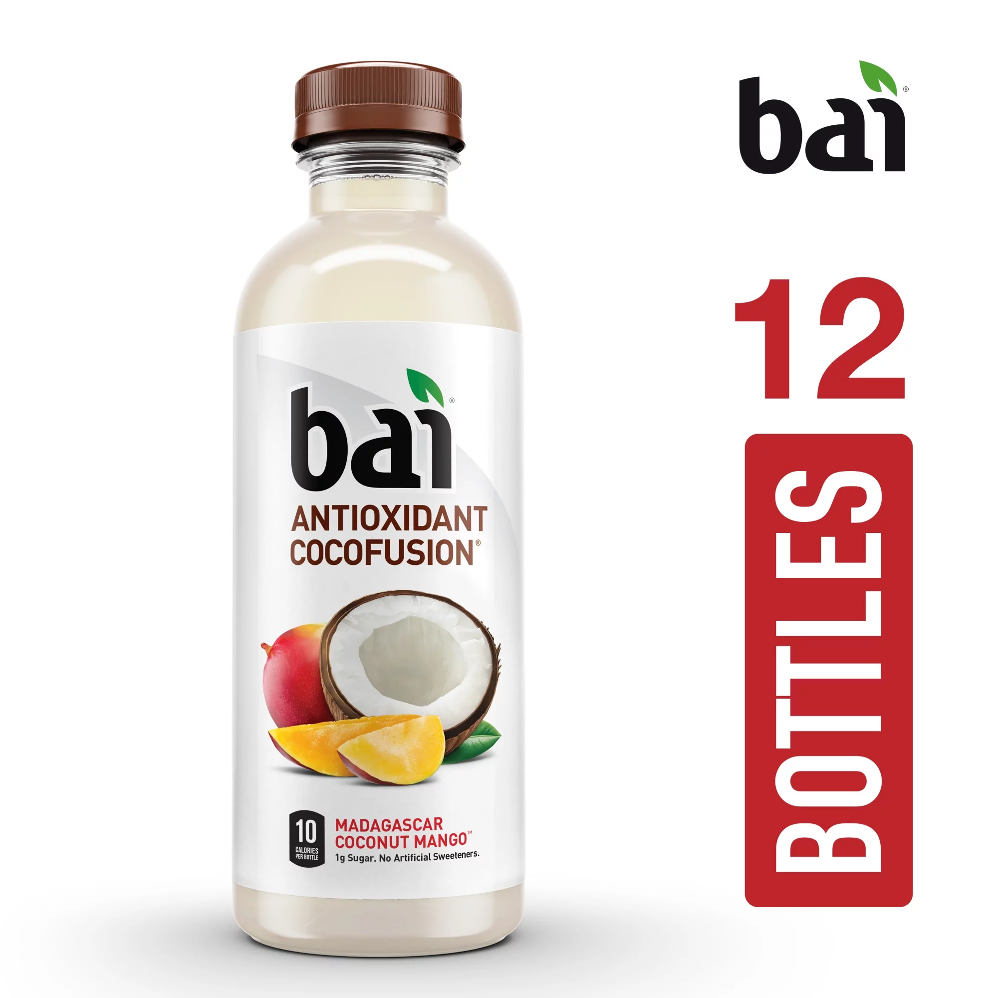 Bai Gluten-Free, Madagascar Coconut Mango, Antioxidant Infused Drinks, 18 Fl Oz, 12 Pack Bottles