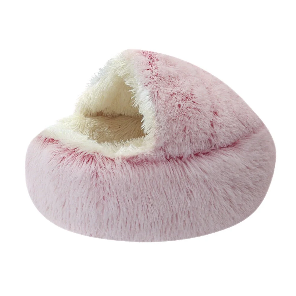 Pet Artist Dog Cave Bed Round Plush Cuddler Warm Cushion Igloo House Crate Cat Calming Bed