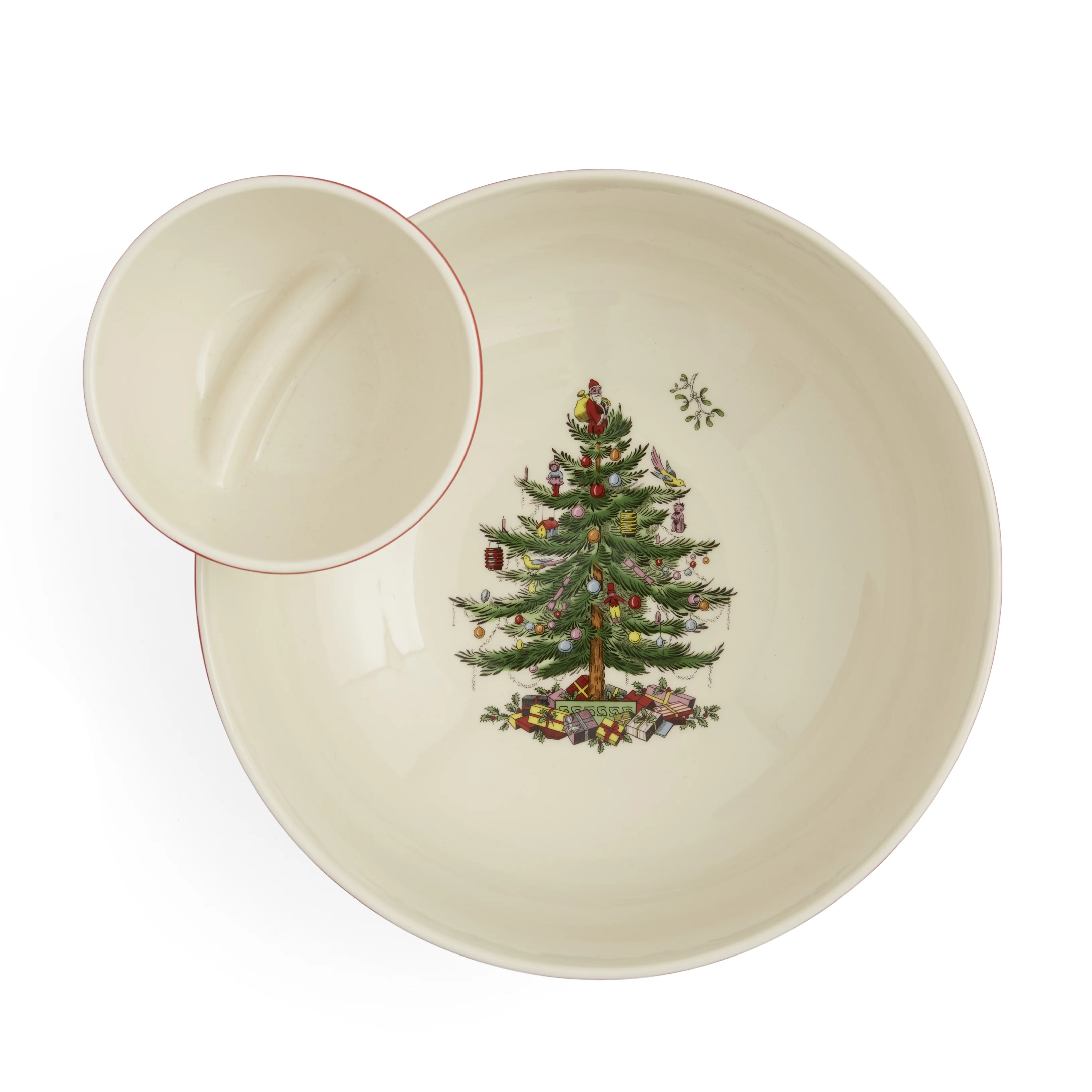 Spode Christmas Tree Tartan 2 Piece Tiered Chip and Dip