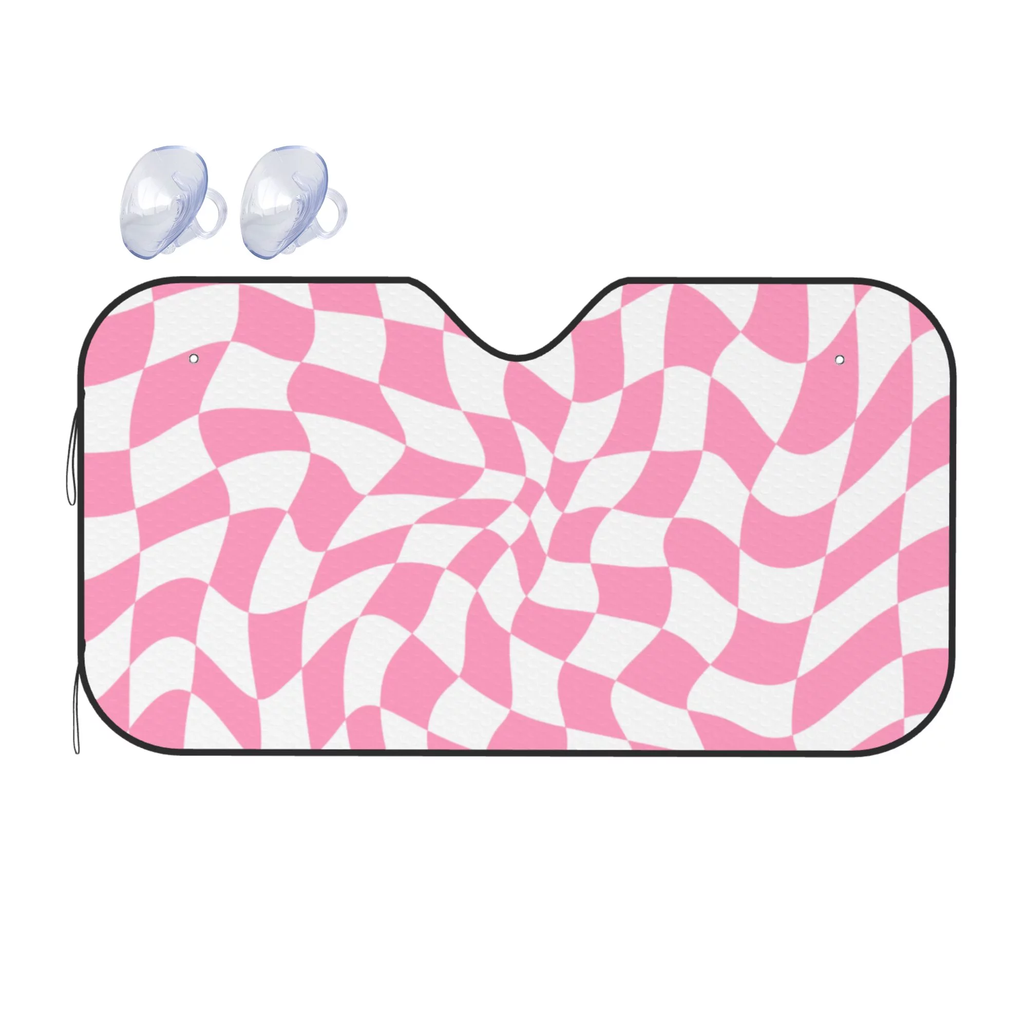 YFYANG Front Windshield Sun Shade, Pink Plaid Art Foldable Car Visor for Cars, Trucks, SUVs, Small