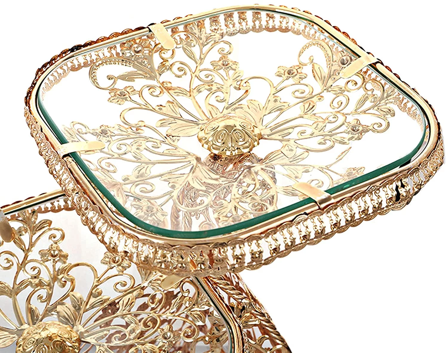 Oukaning 3 Layers Creative Design Fruit Plate Multi-Layer Cake Stand Gold Cupcake Holder Stand Fruit Candy Bowl Party Wedding