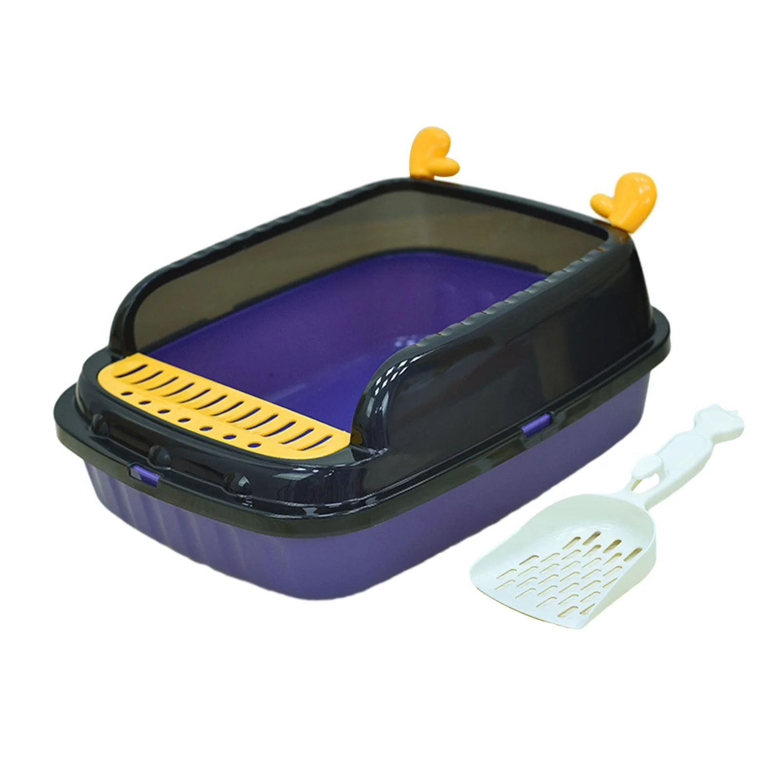 Gazechimp Cat Litter Basin Cat Sand Box Durable Kitten Toilet Open Top Pet Litter Tray M Violet A