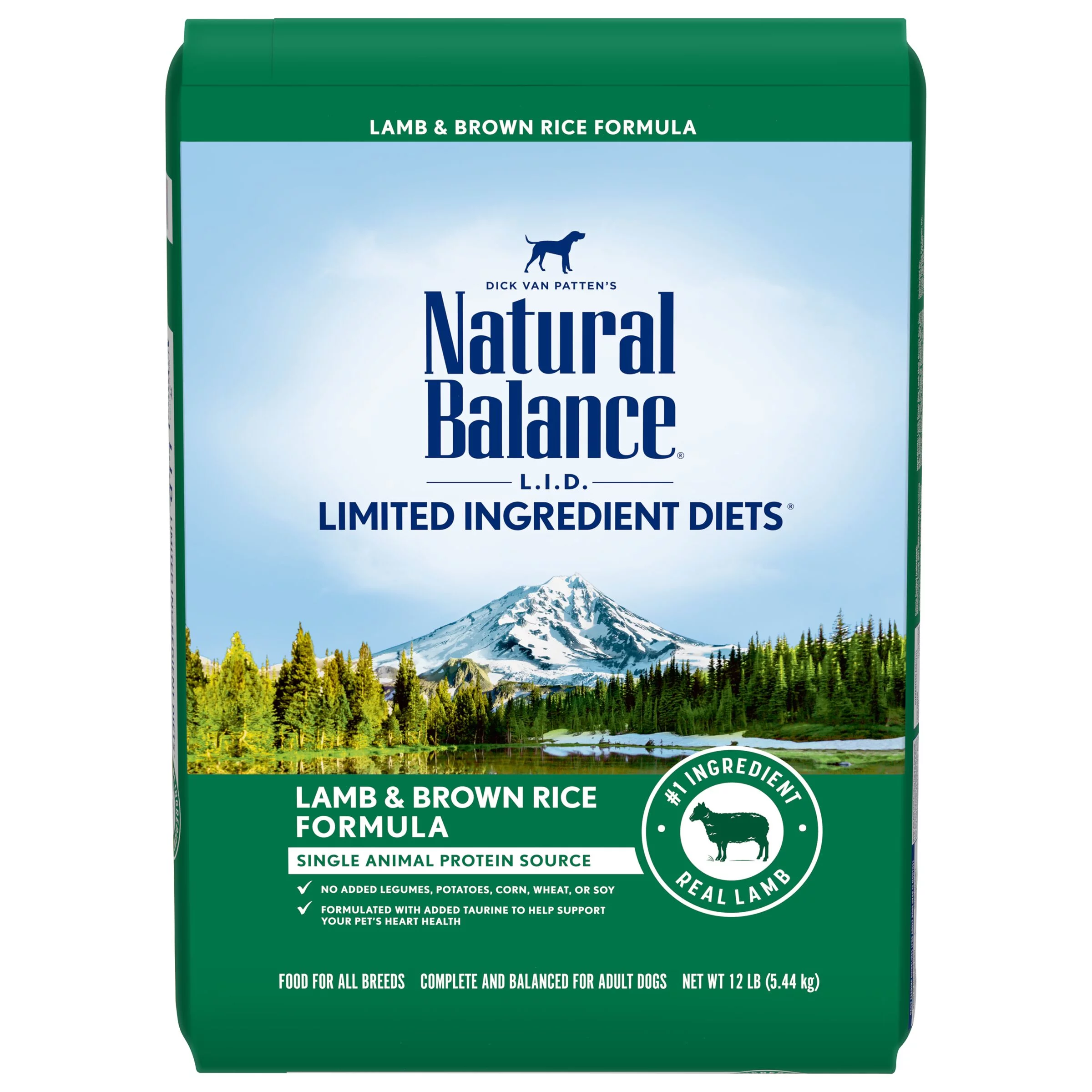 Natural Balance L.I.D. Limited Ingredient Diets Dry Dog Food, 12 Pounds, Lamb & Brown Rice Formula