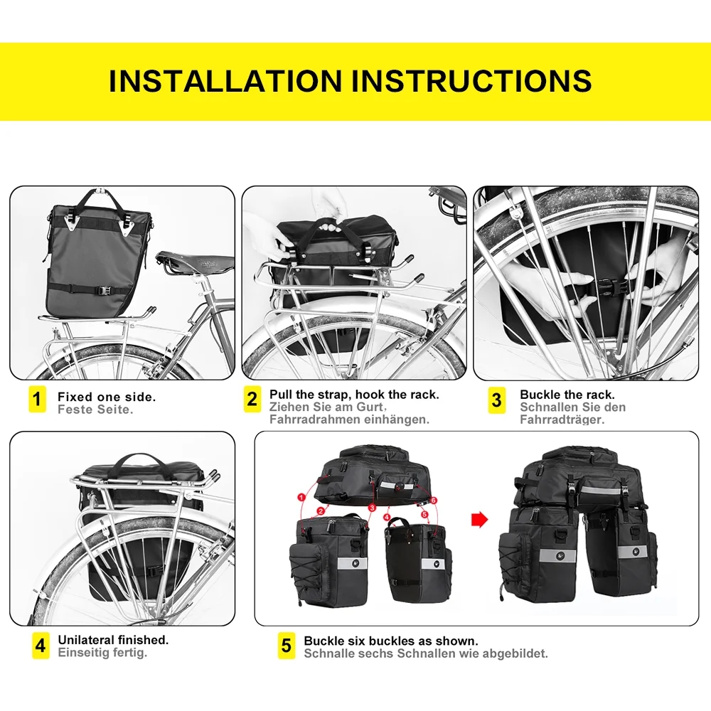 Andoer Bike Bag,3 In 1 Rear Waterproof Bike Waterproof Bike Saddle In 1 Bike Qahm Buzhi