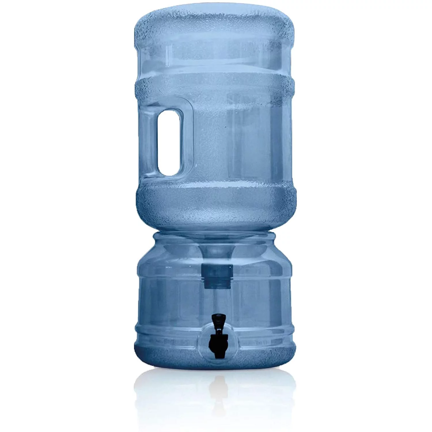 BPA FREE Water Dispenser Base with Spigot & 3 Gallon Water Jug Set - Transparent Blue - For Countertops or Stands - Complete Set