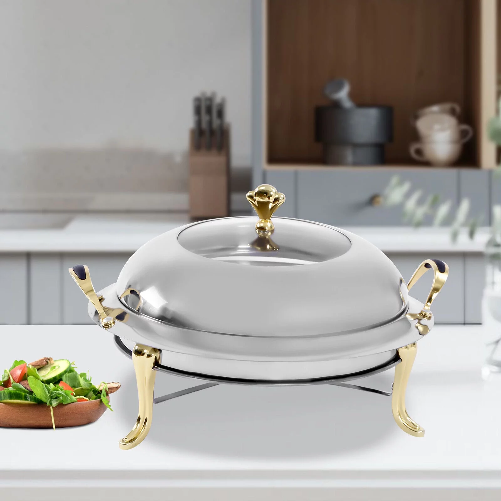 Wuzstar 3.17Qt Chafing Dish Buffet Set with Lid Stainless Steel Round Chafers Food Warmers for Catering,Parties, Dinners