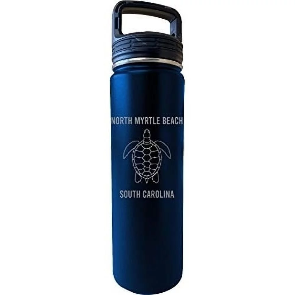 North Myrtle Beach South Carolina Souvenir 32 Oz Engraved Navy Insulated Double Wall Stainless Steel Water Bottle