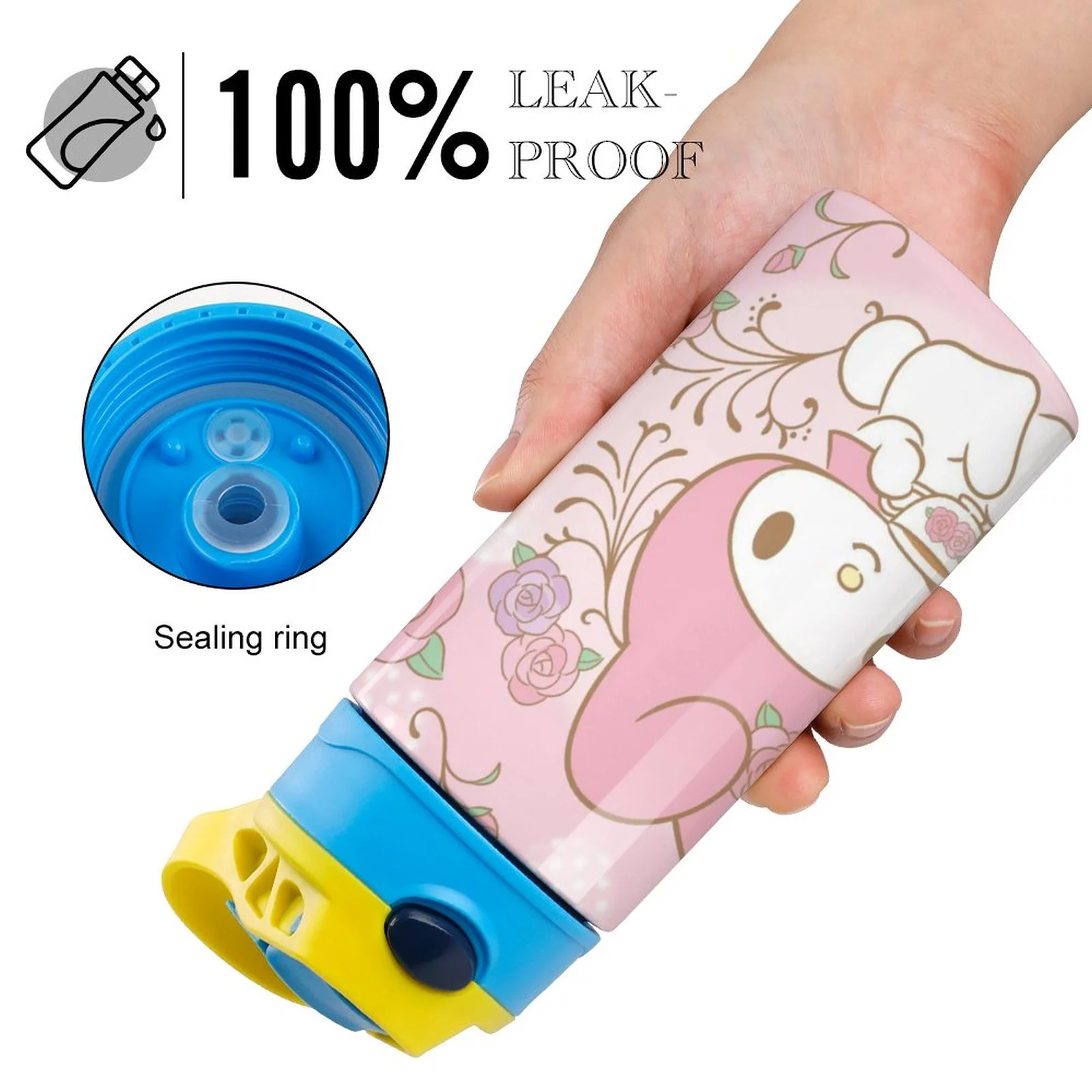 My Melody Rabbit Children's Water Bottle Vacuum Insulated Stainless Steel Cup With Straw Toddler Thermoses