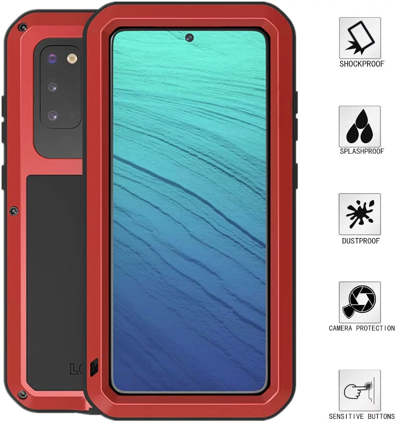 Gorilla Aluminum Metal Samsung Galaxy Galaxy S21 Plus Case (Red) Heavy Duty Military Grade Shockproof and Scratch Resistant Protection, Rugged Outdoor Travel