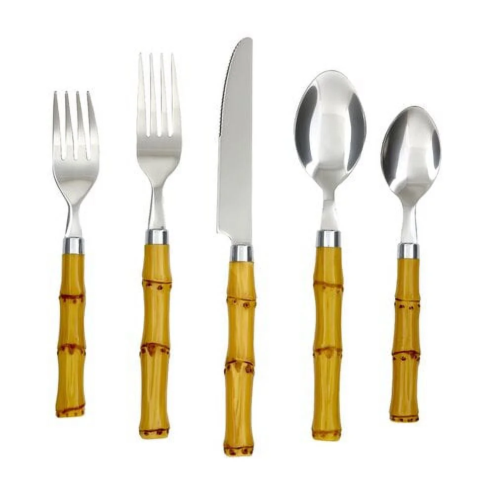 Cambridge Silversmiths Bamboo Natural 20-Piece Flatware Set, Service for 4