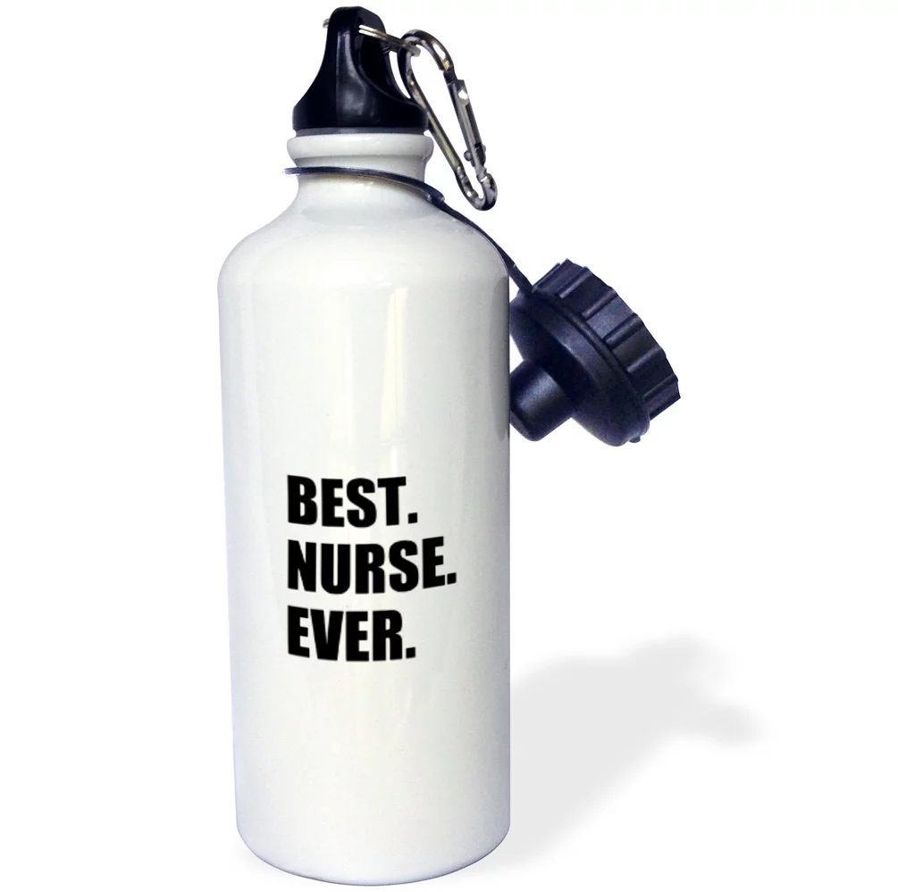 3dRose Best Nurse Ever - worlds greatest nursing staff worker fun nurses day, Sports Water Bottle, 21oz