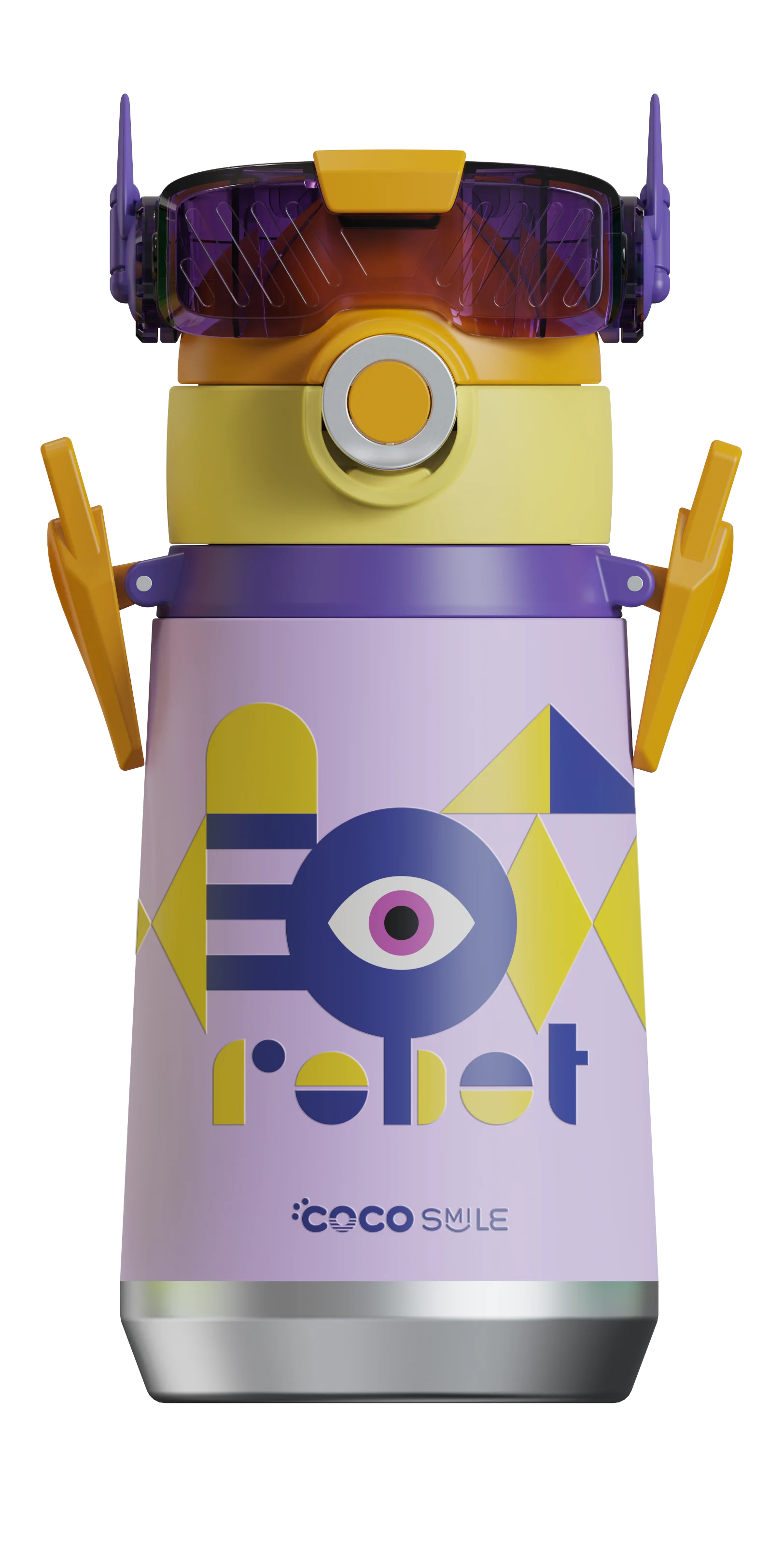 Robot Direct Drinking Thermos Cup (Single Eye, Lavender)