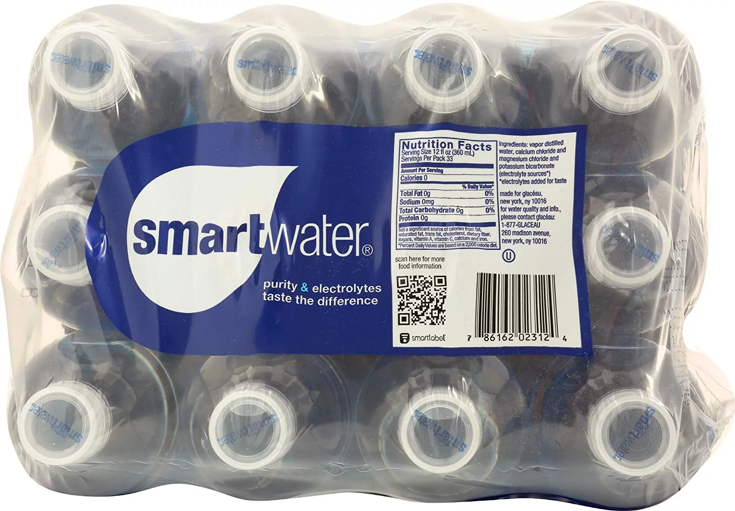 GLACEAU Smart Water 33.8 Fl Oz (Pack of 12)