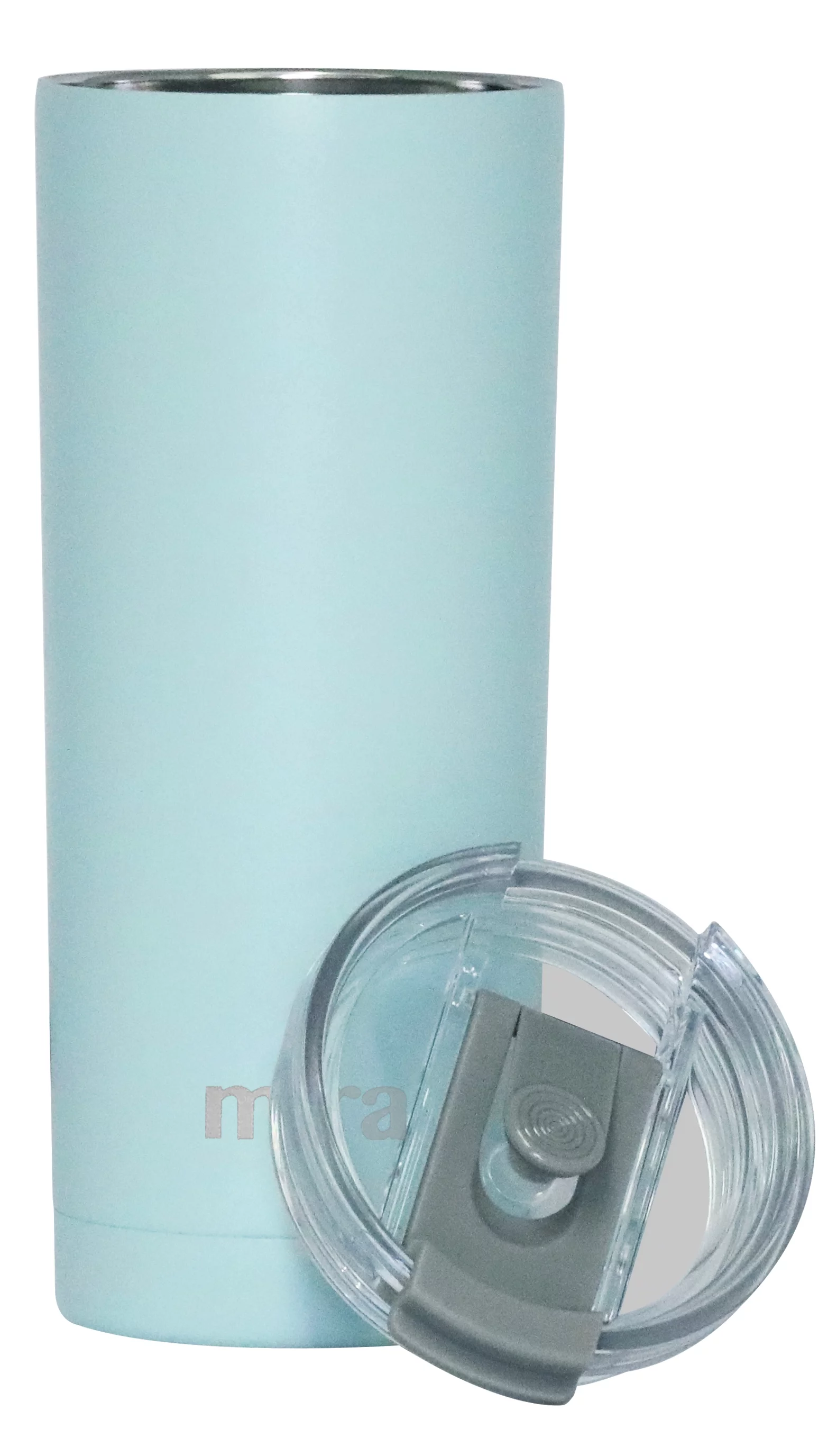 MIRA 20oz Modern Tumbler with Straw & Flip Lid, Stainless Steel Vacuum Insulated Travel Mug, Pearl Blue