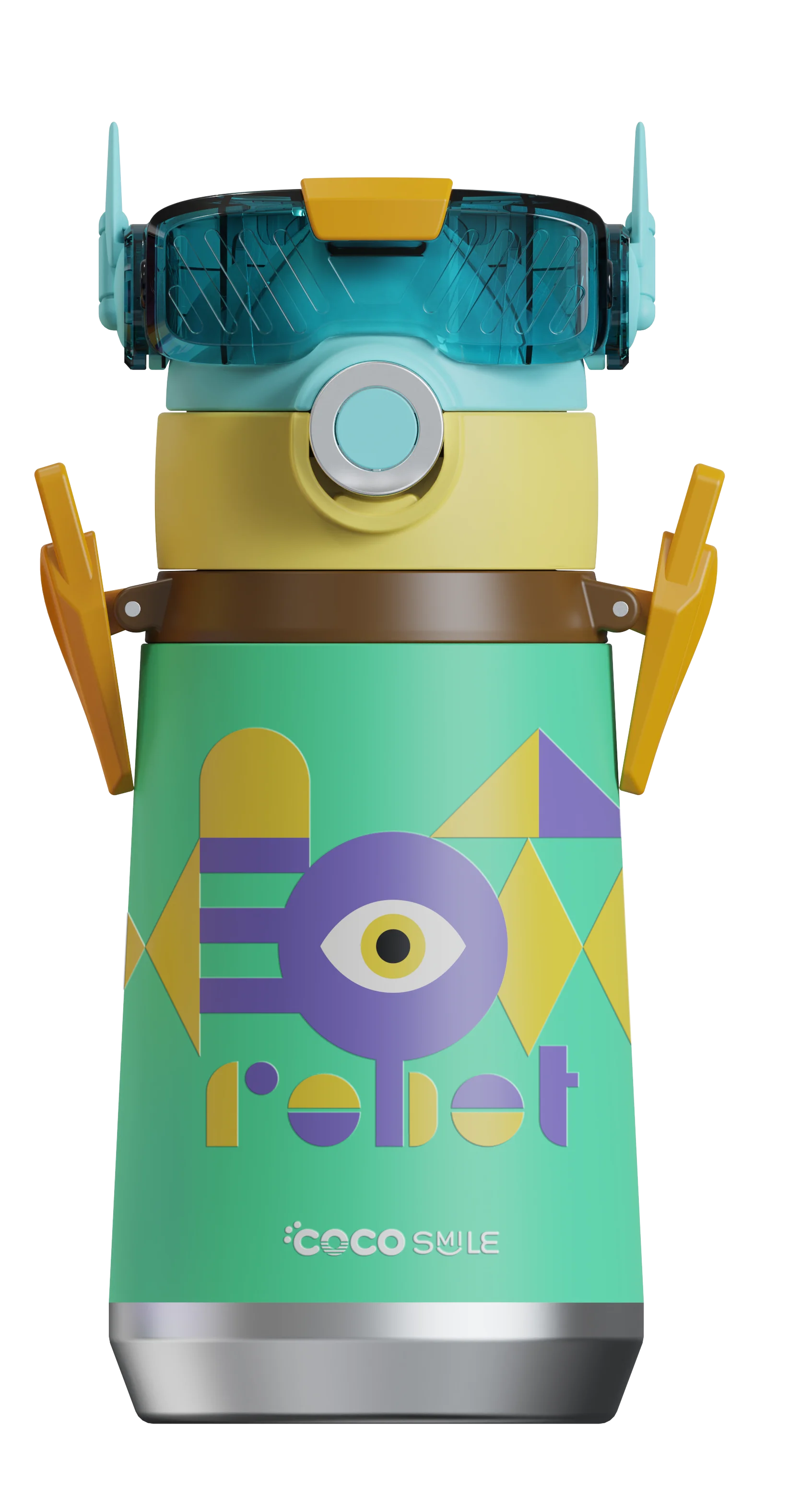 Robot Direct Drinking Thermos Cup (Single Eye, Sage Green)