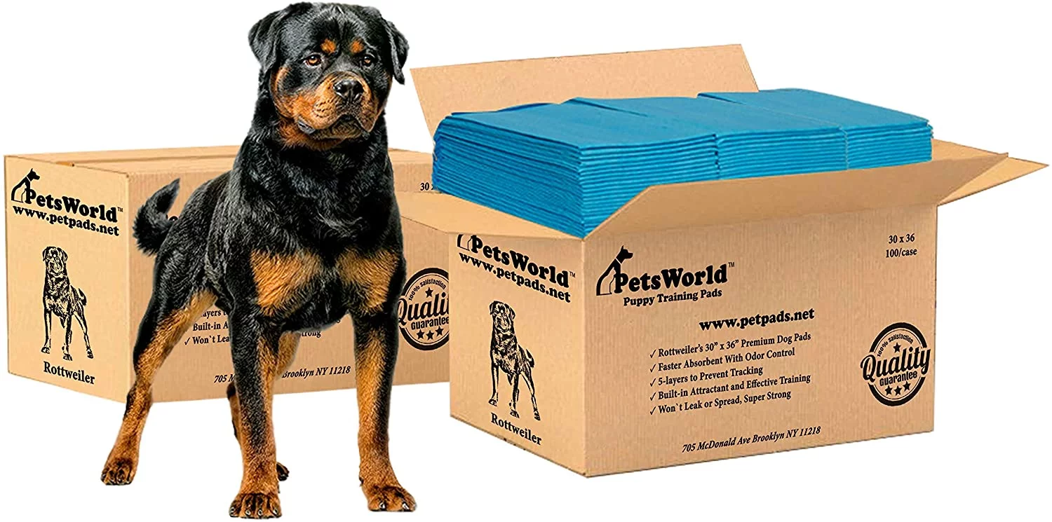 PetsWorld Extra Large Potty Pads for Dogs (30x36 inch) 200 Count, 5 Layer Disposable Pads