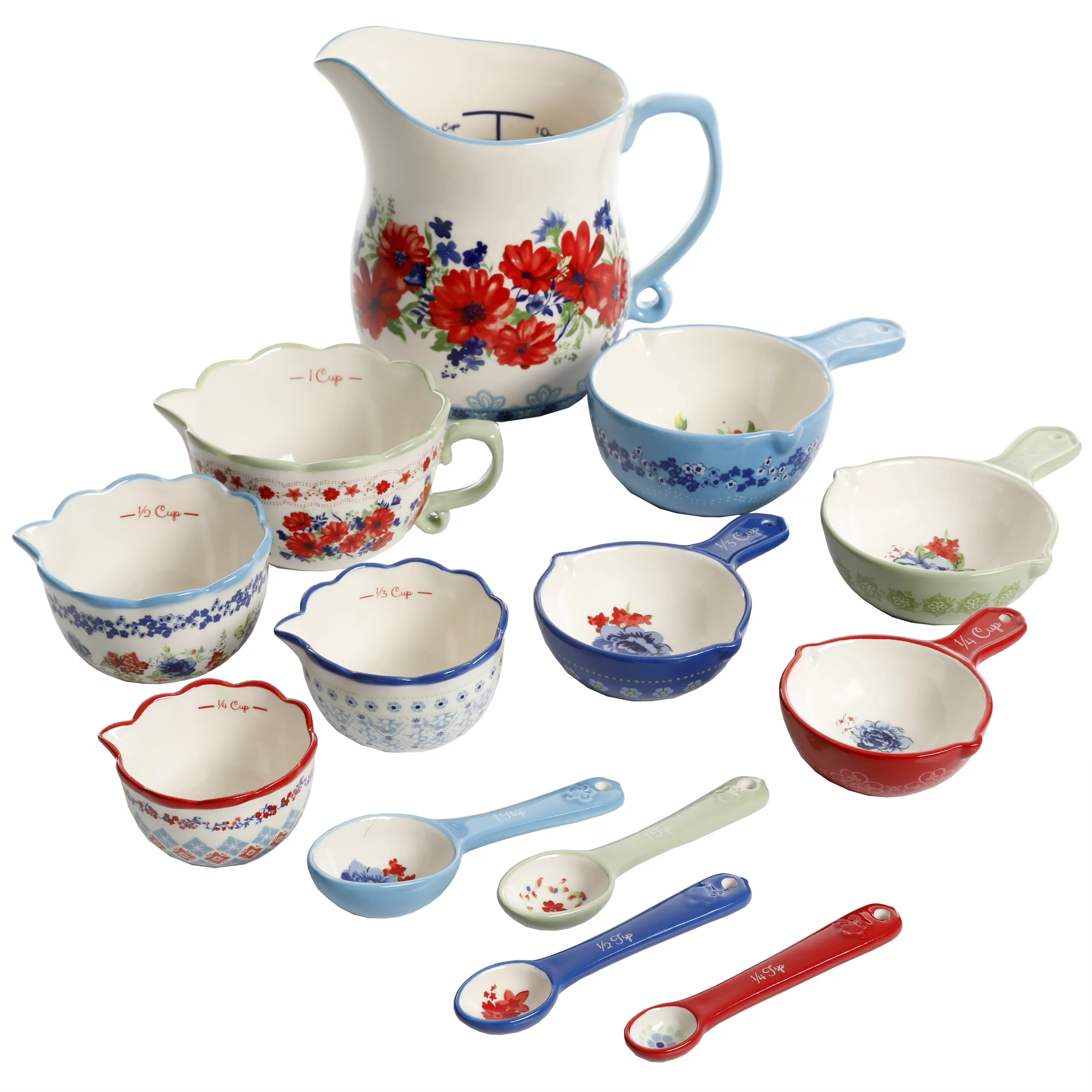The Pioneer Woman Durable Stoneware Classic Charm 13-Piece Measuring Cup Set