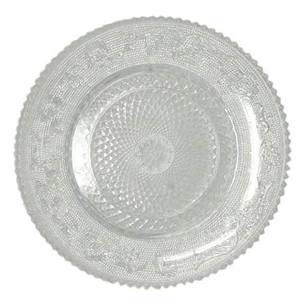 Hard Plastic Serving Plates (12 Pack, 7 in)  Round Diamond Cut, Crystal Clear