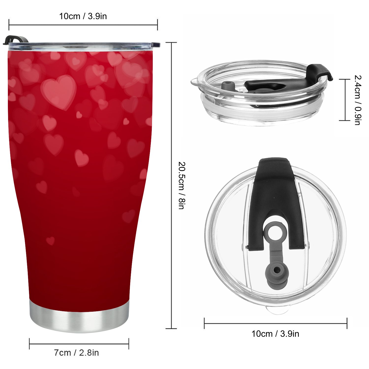 Hidove Stainless Steel Tumbler, Valentines Day 30oz Leak Proof & Stainless Steel Bottle for Hot & Cold Drinks - Coffee Travel Mug, Water Metal Canteen, Thermal Cup