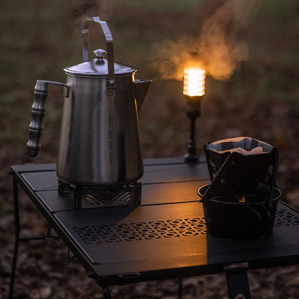 Aibecy Stainless Steel Milk Kettle, Portable Water Boiling Accessory, Large Capacity Camping Picnic Teapot 1.5L Coffee Kettle