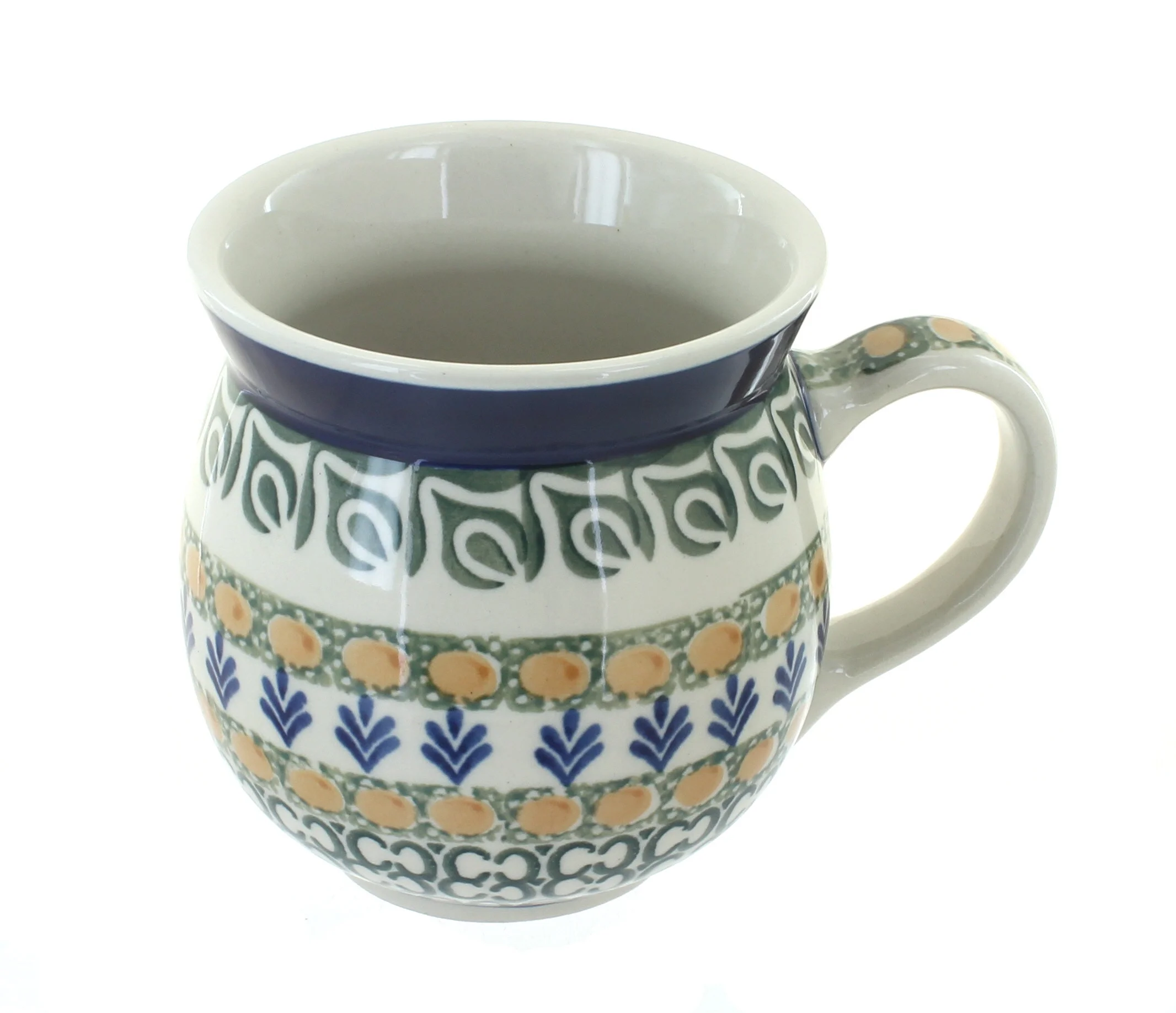 Blue Rose Polish Pottery Herb Garden Bubble Mug