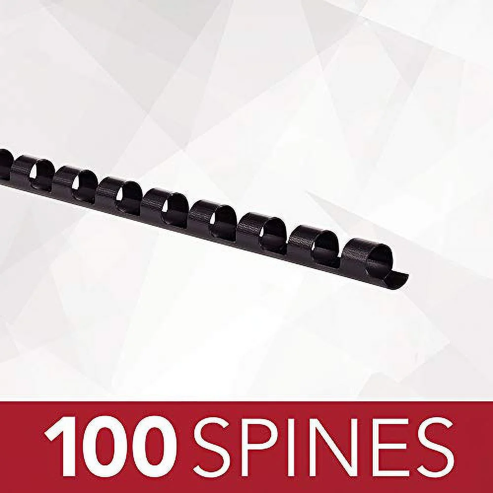CombBind Standard Spines 1/4" Diameter, 25 Sheet Capacity, Black, 100/Box