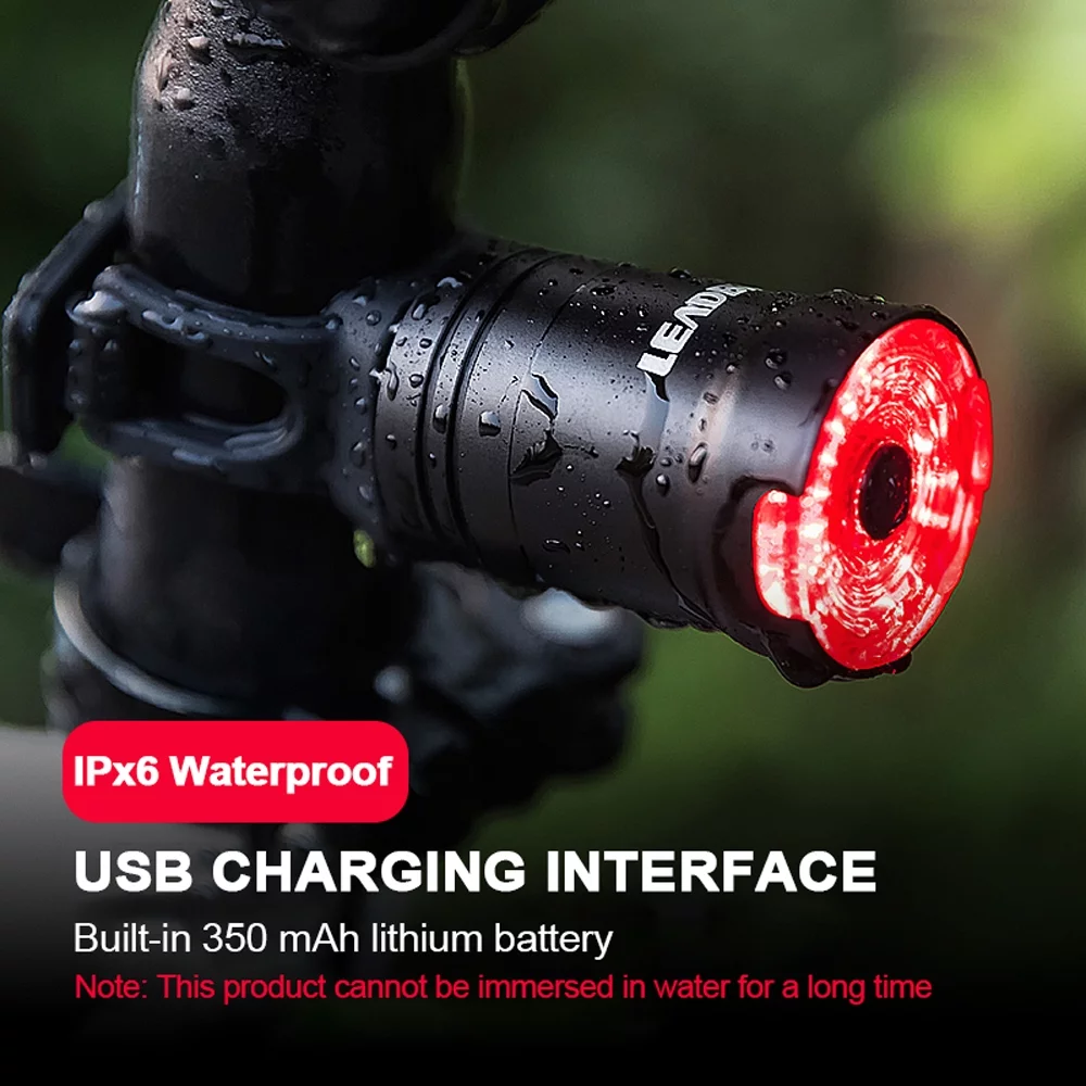 Intelligent Tail USB Chargeable Bike Rear Lights Brake Sensing Safety Warning Cycling