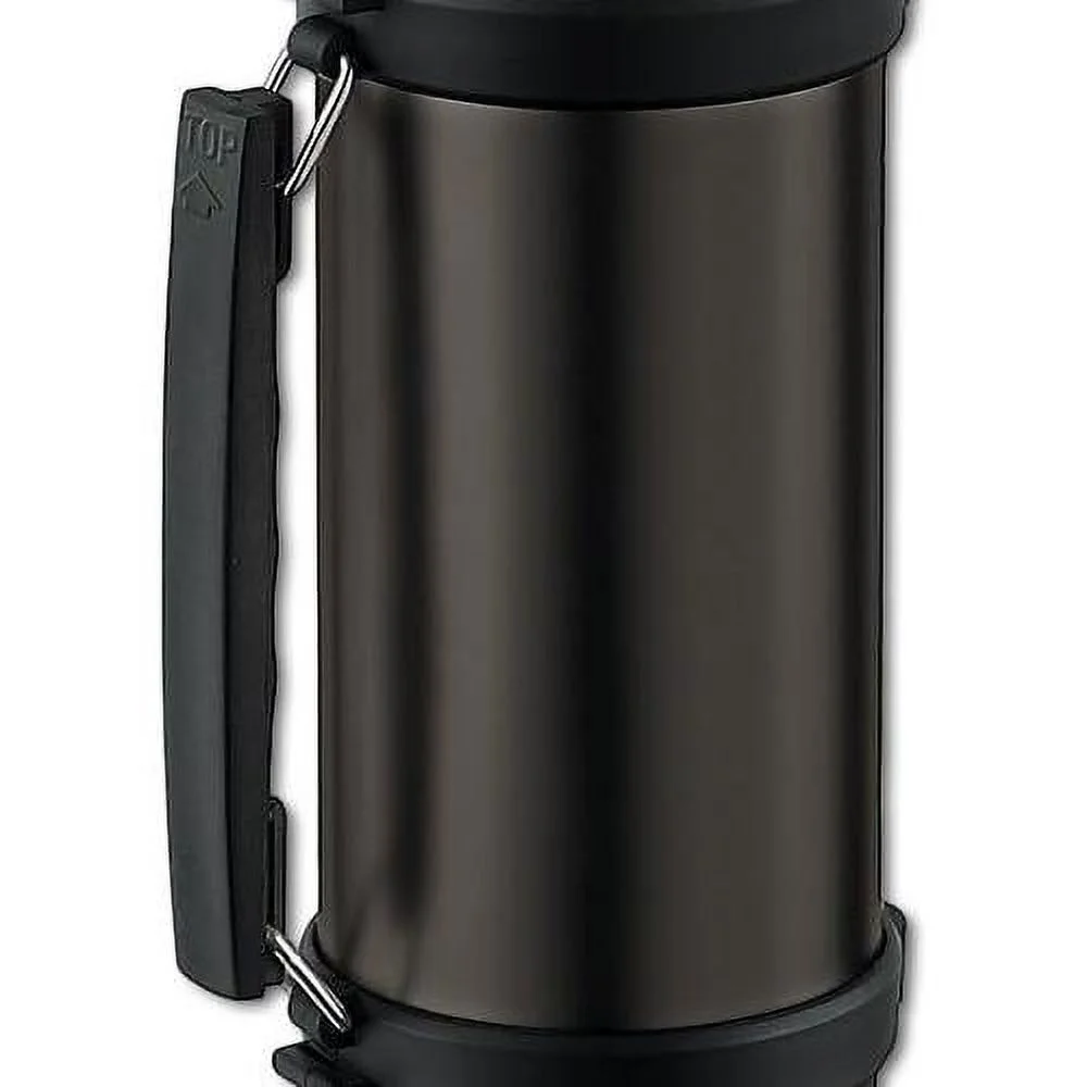 Liter 34 Fluid Ounce DUO Double-Walled Vacuum Flask, Quickstop System - Single Hand Pouring, 2 Insulating Plastic Drinking Cups, Color Titanium Gray