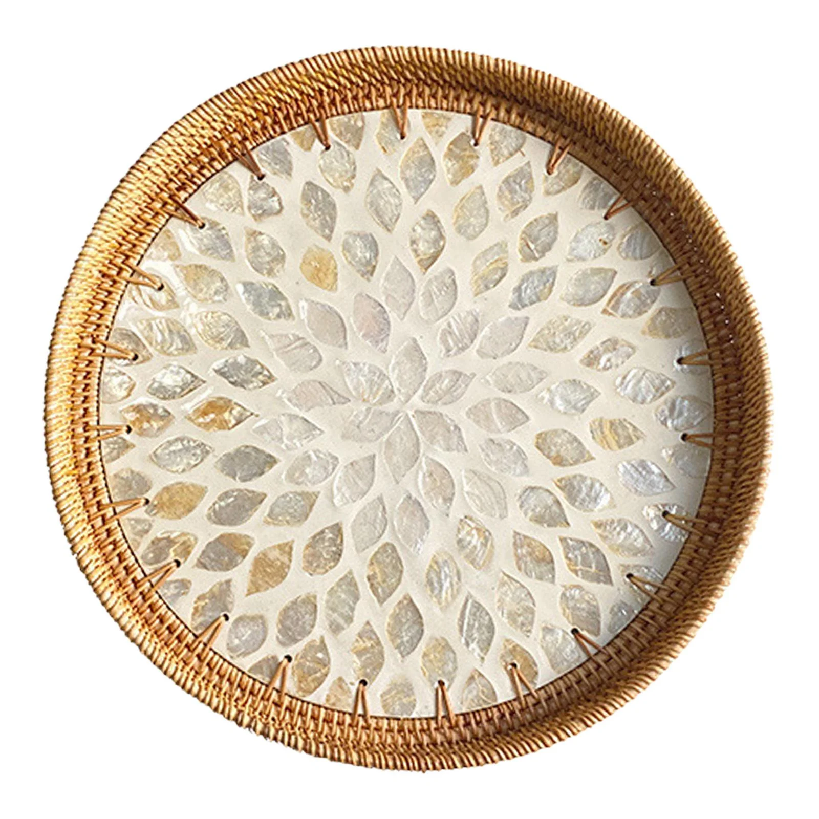 Esquirla Rattan Serving Basket Cake Snacks Tray Home Decorative Kitchen Organizer Woven Basket Snack Serving Plate for Bread Breakfast Gold