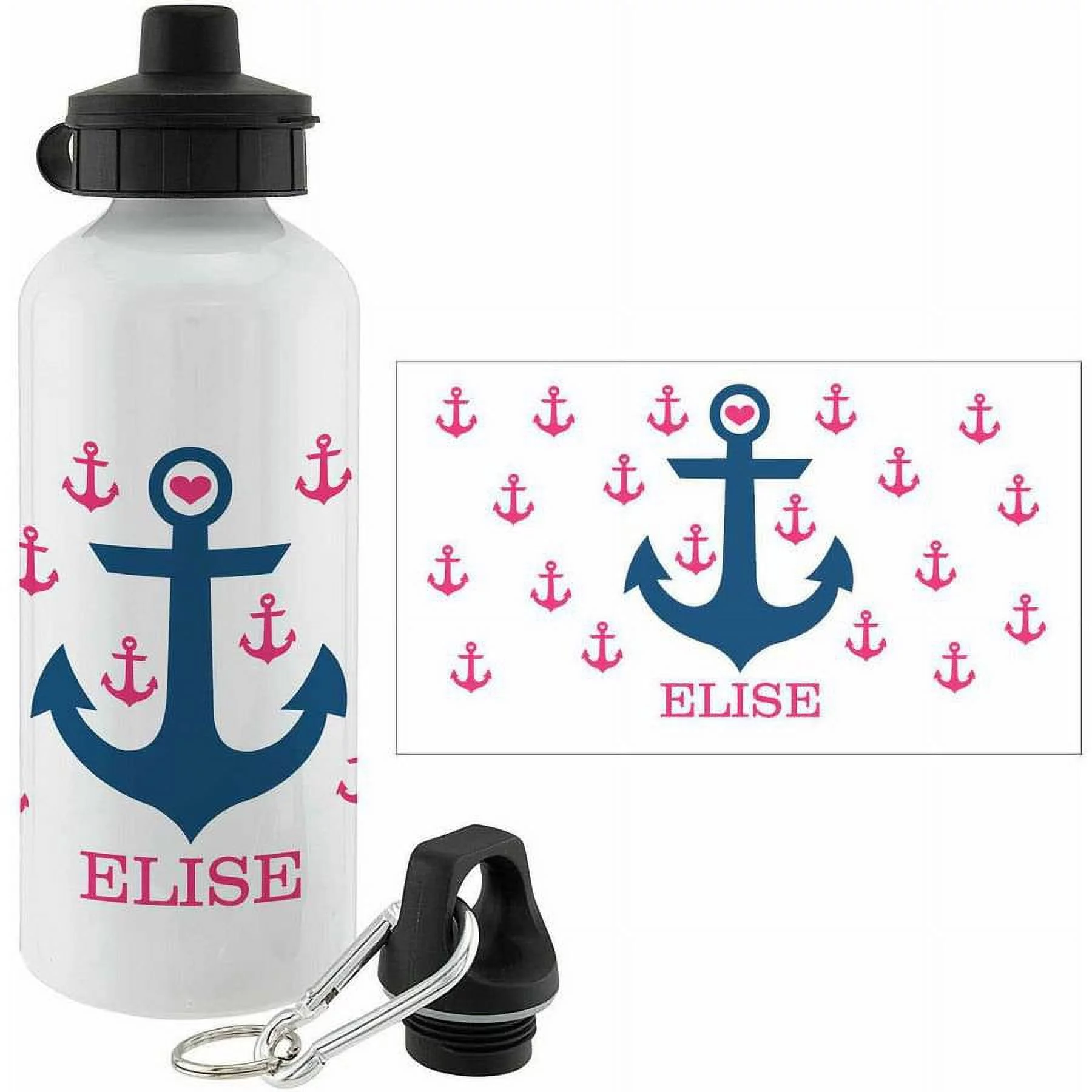 Personalized Anchor Sports Water Bottle, Girl - 20 oz