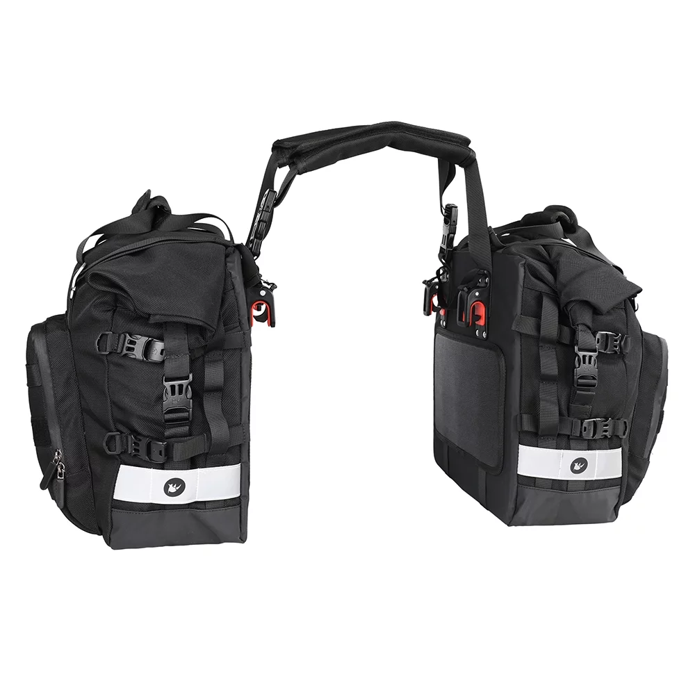Rhinowalk Polyester Motorcycle Bag 20L Large Capacity Universal Side Saddle Bag with Removable Waterproof Inner Bag Outdoor Motorbike Luggage