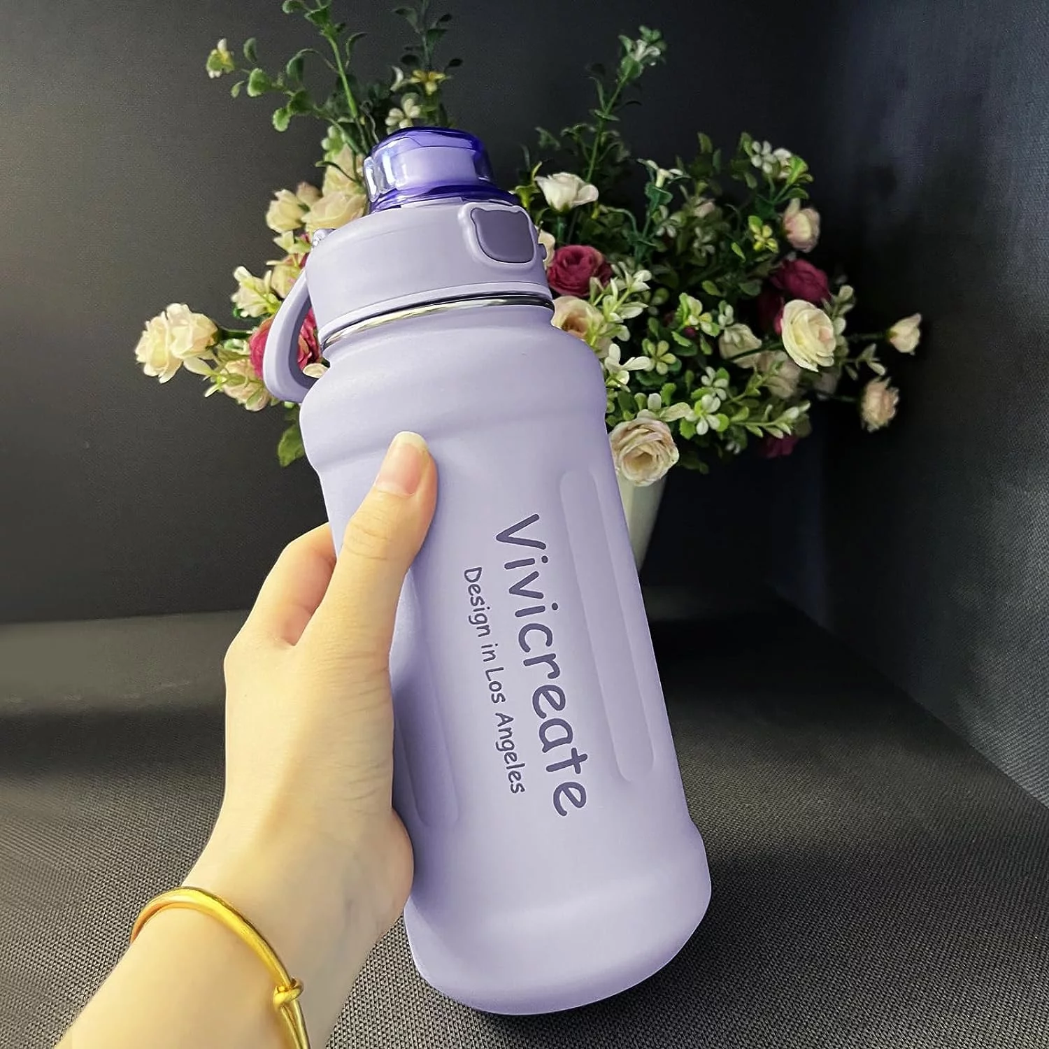 GOLDDOMUSSports Water Bottle 32 OZ with straw stainless steel, Gym Sports bottles for man women kids,Vacuum Stainless Steel Bottle last 24 hours hot and 48 hours cold,Insulated Thermos Purple