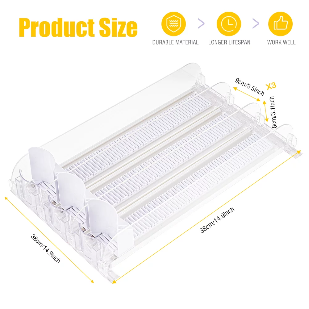 Drink Dispenser for Fridge, Allnice Soda Organizer for Refrigerator with Automatic Pusher Glide, Width Ajustable Soda Can Organizer for Beer, Pop Can, Water Bottle Storage Pantry, 3 Row (White)