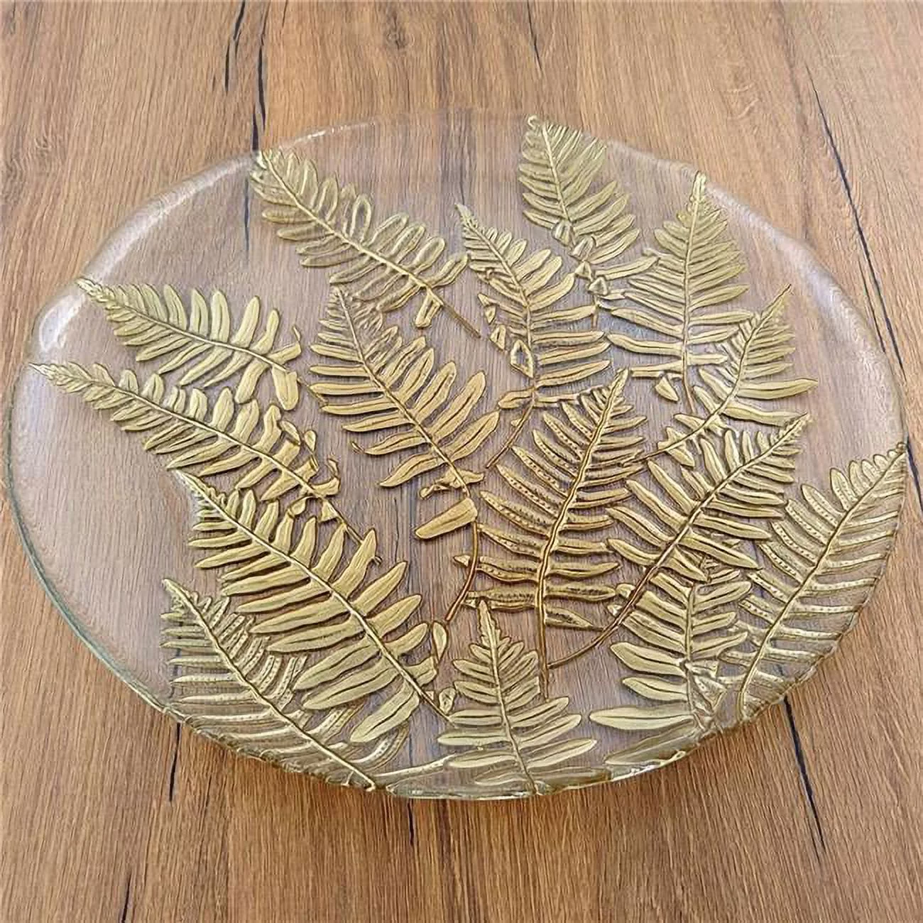 13 in. Fern Charger Plates, Gold - Set of 12