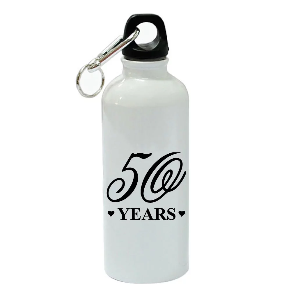 50th Anniversary White Aluminum Sports 20 oz Water Bottle