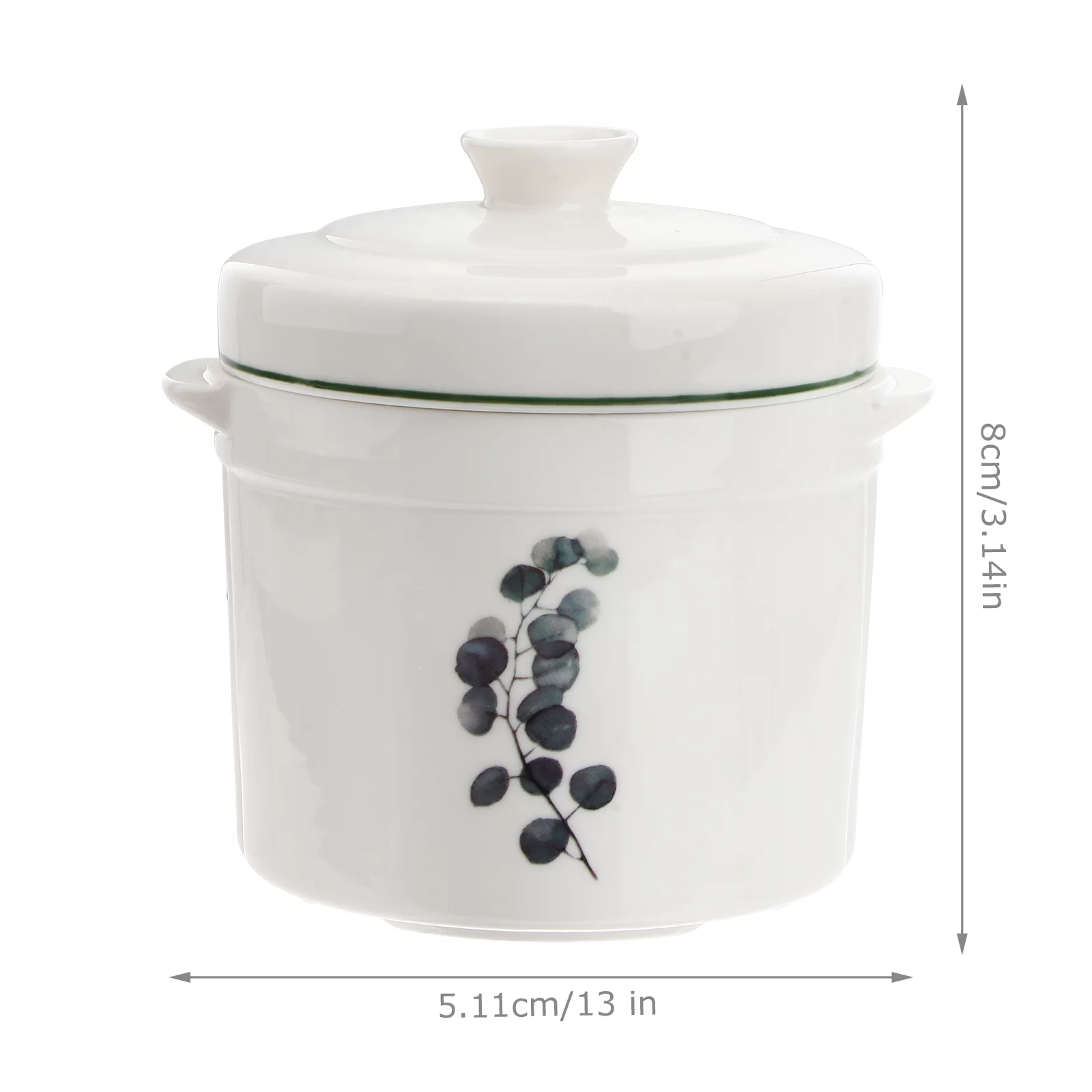 1Pc Ceramic Stew Pot Double Handles and Covers Soup Bowl Double Handles Bowl