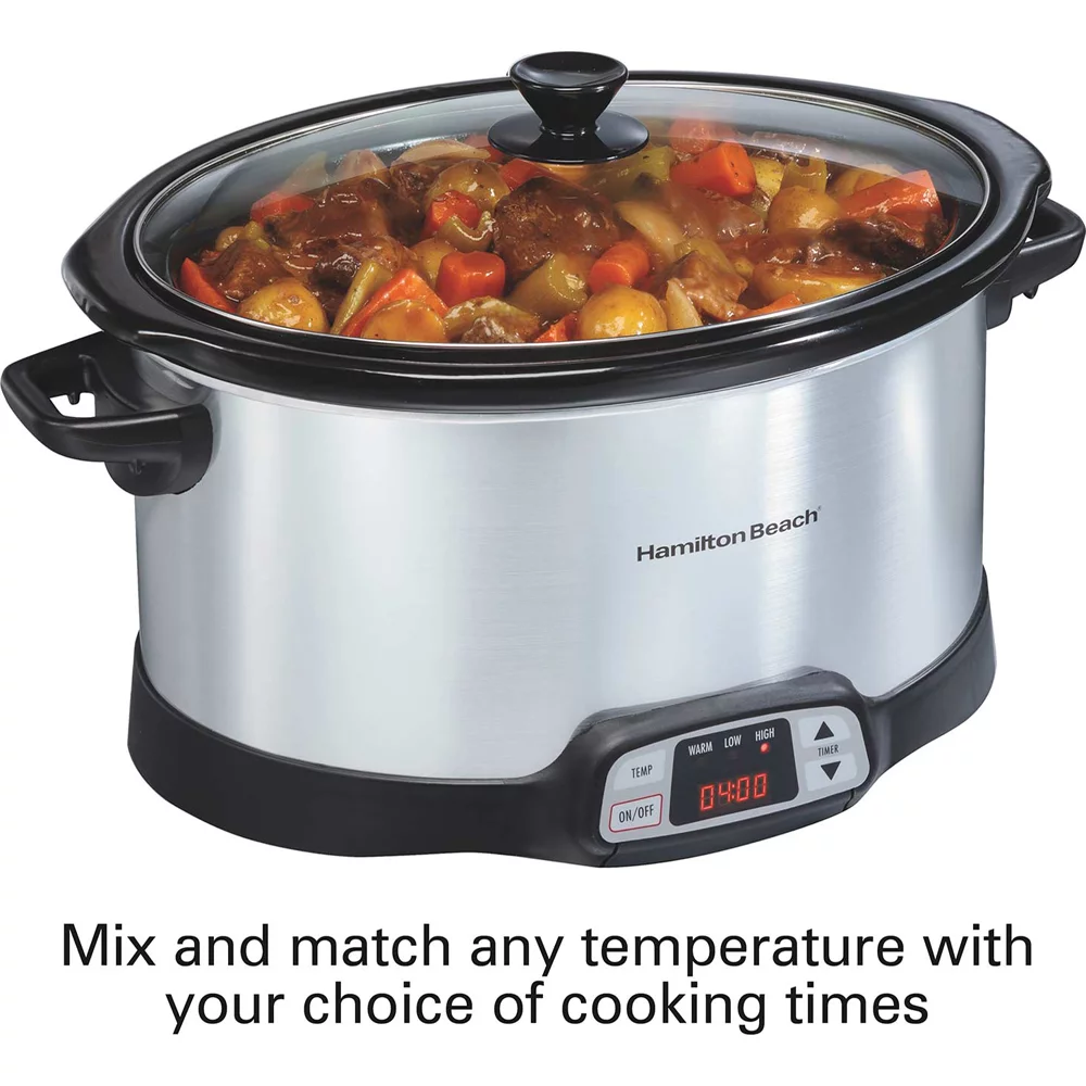 Hamilton Beach 33480 Programmable 8 Quart Slow Cooker with Three Temperature Settings 2 Pack