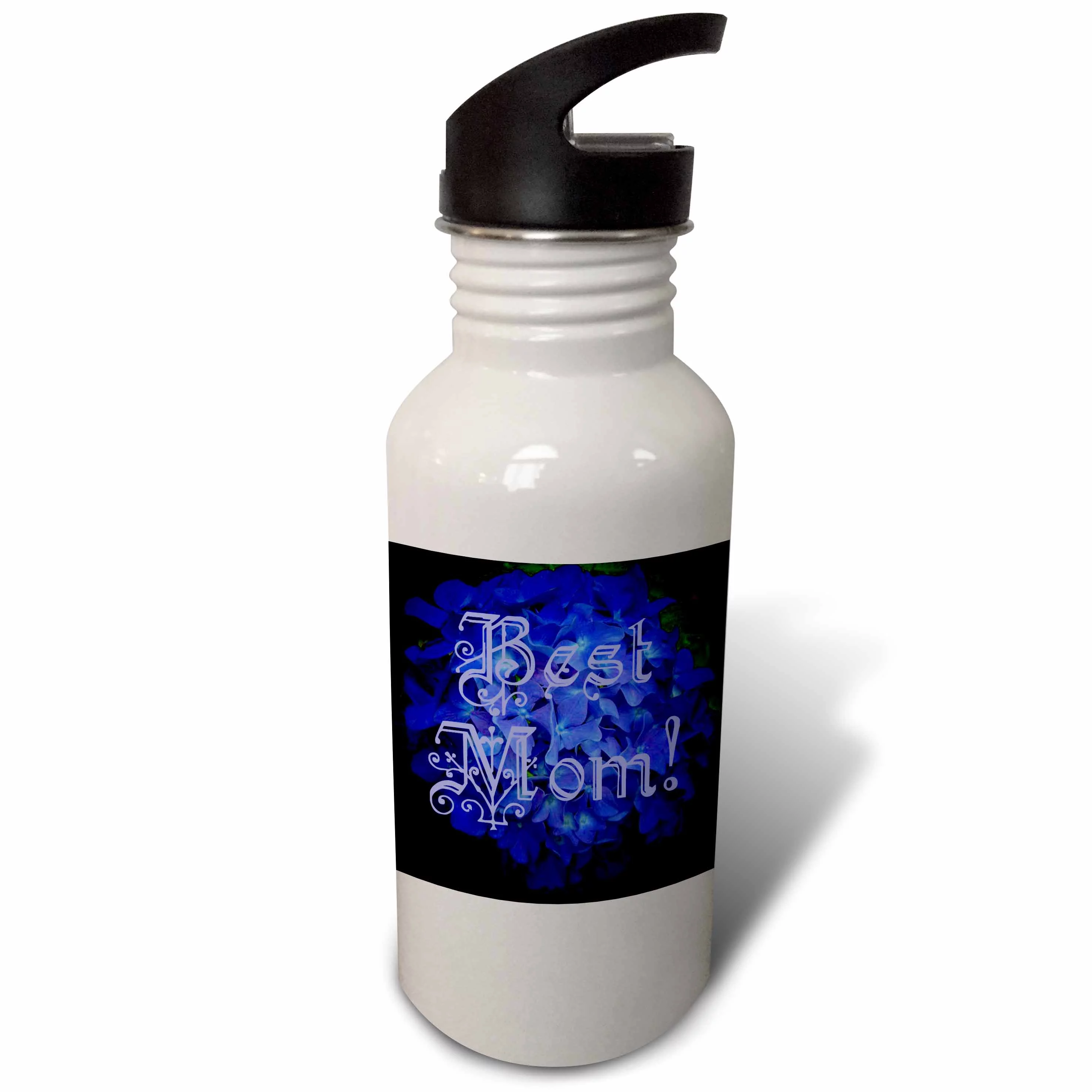 Best Mom with Blue Flowers 21 oz Sports Water Bottle wb-17257-1