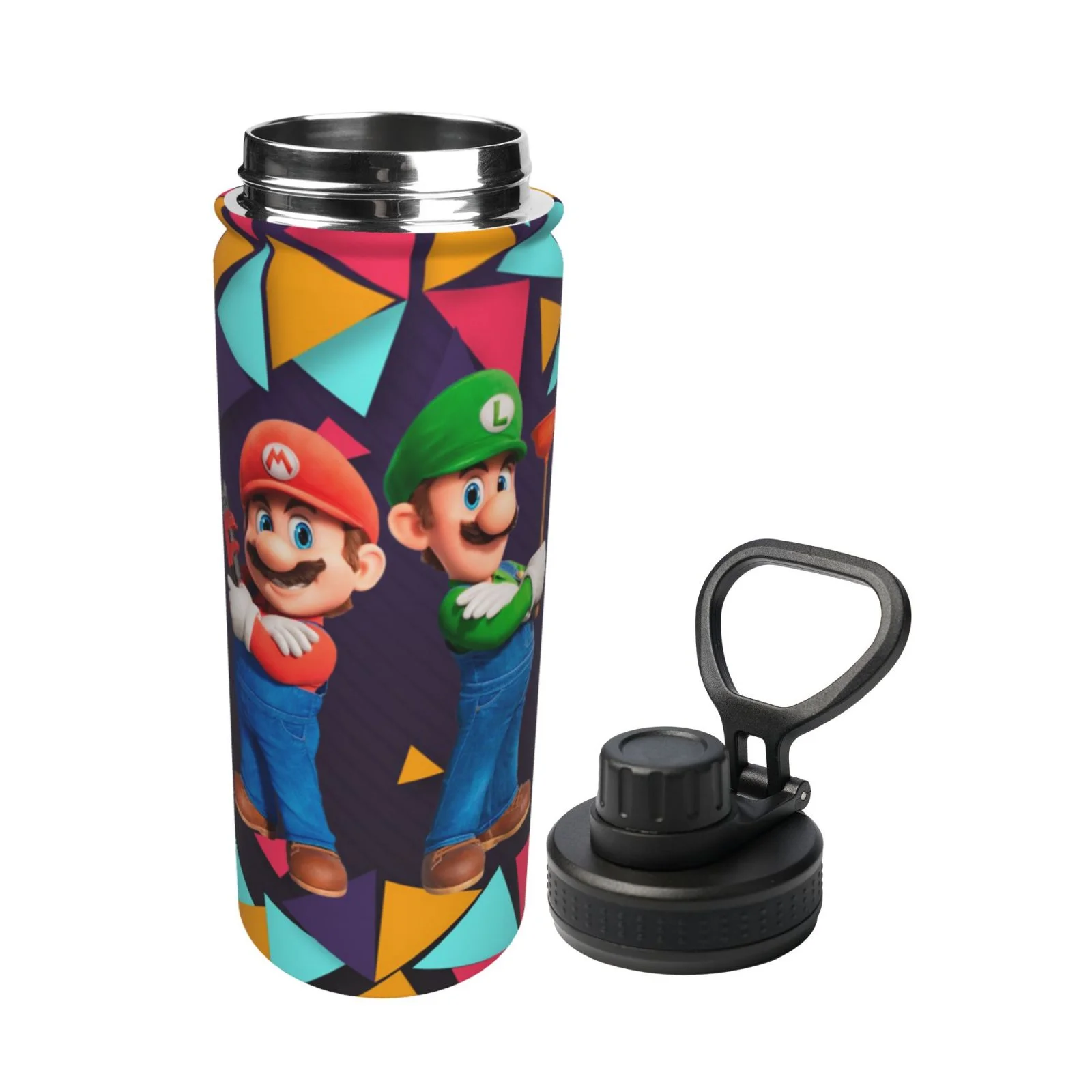 Mario And Luigi Unisex Sports Insulated Water Bottles Kettle Stainless Steel Portable Cup 18OZ For School Travel Gym Running