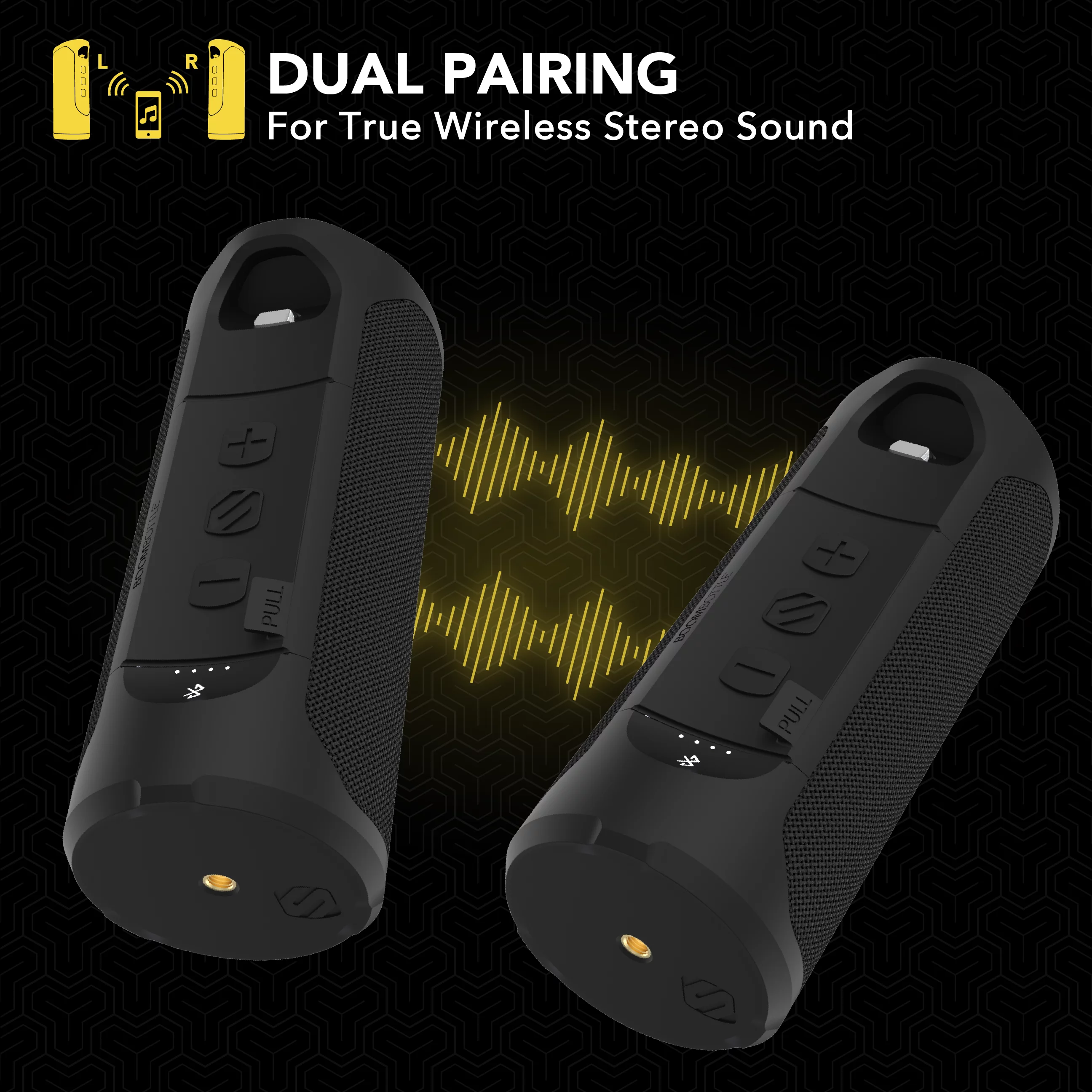 Scosche BTMSMSC1 BoomBottle Waterproof Wireless Bluetooth Speaker MagicMount Mobile Devices Black