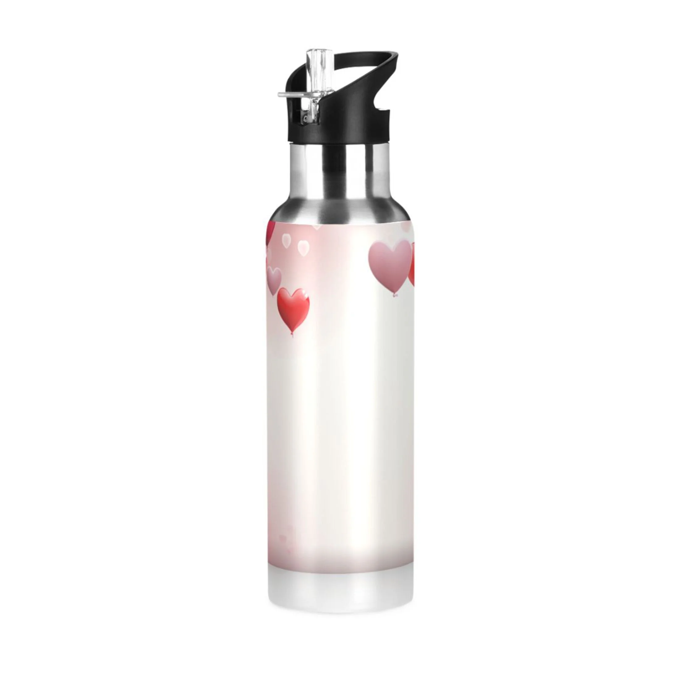 Love Hearts Water Bottles Insulated Thermos Kids Stainless Steel Bottle with Straw Lid Flask Leakproof for Sports Gym 20 oz