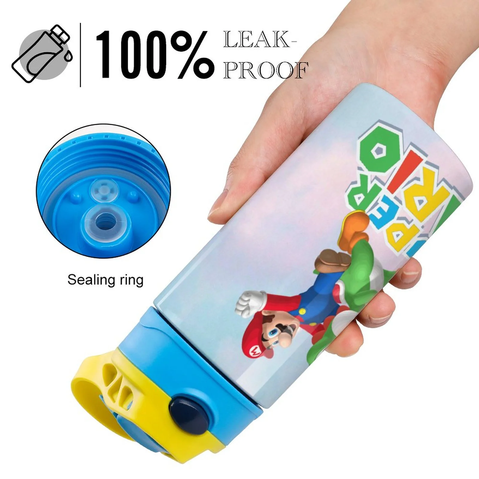 Game Super Mario Kid's Insulated Water Bottle With Straw Vacuum Stainless Steel Cup Leak-Proof Children Toddler Thermoses