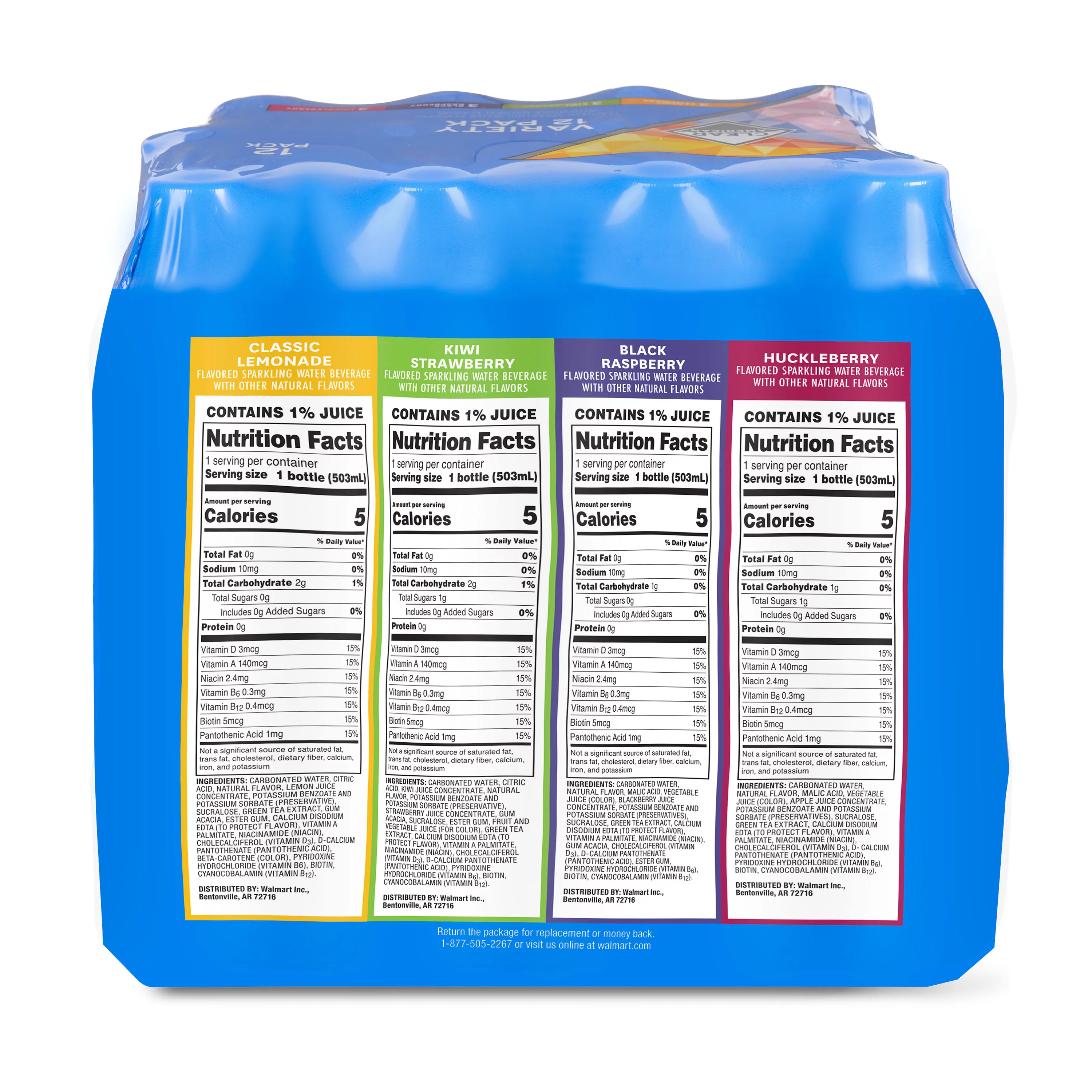 Clear American Sparkling Water Variety Pack, 17 fl oz, 12 Count