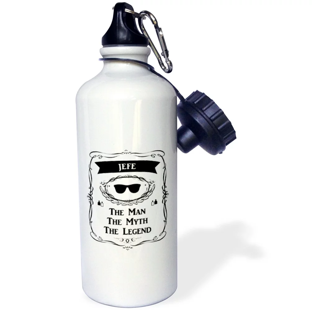 3dRose Jefe - The Man The Myth The Legend dad father boss chief in Spanish - Water Bottle, 21-ounce