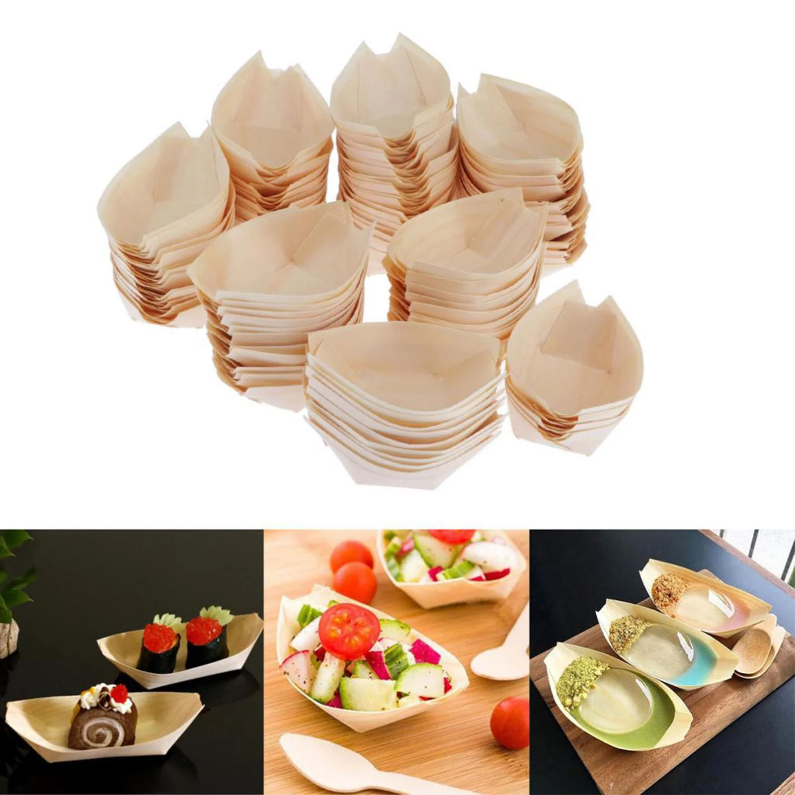 100 Pieces Sushi Serving Tray Disposable Sashimi Plate for Bar Catering .5cmx10.0cm