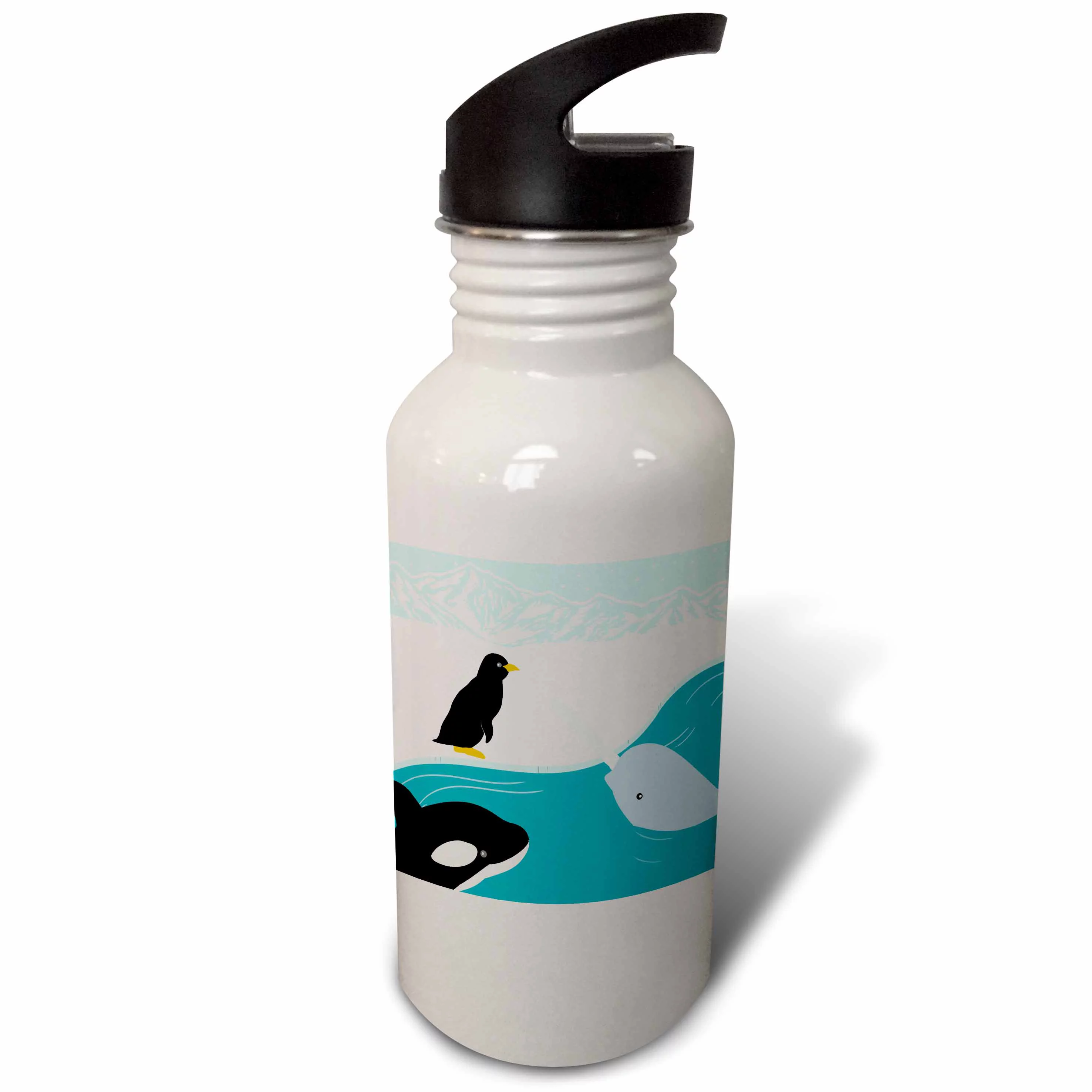 Arctic Animals - Narwhal Penguin and Orca 21 oz Sports Water Bottle wb-310755-1